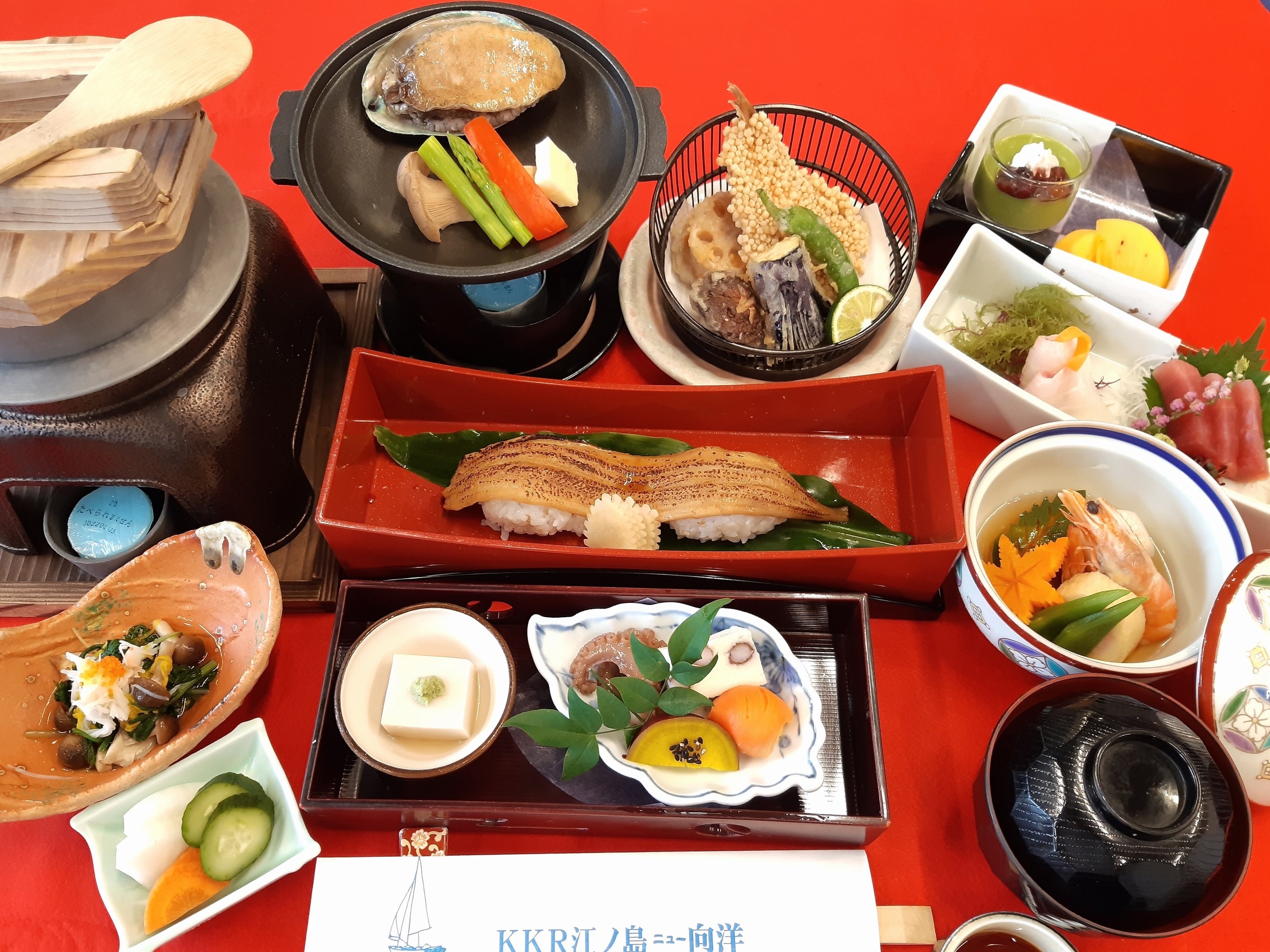 <Abalone Steak & Anago Ippon Sushi> Kaiseki Plan