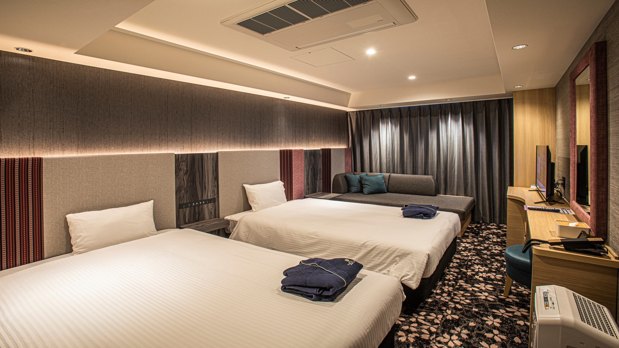 Up to 3 adults and 2 children can use the twin sofa bed.