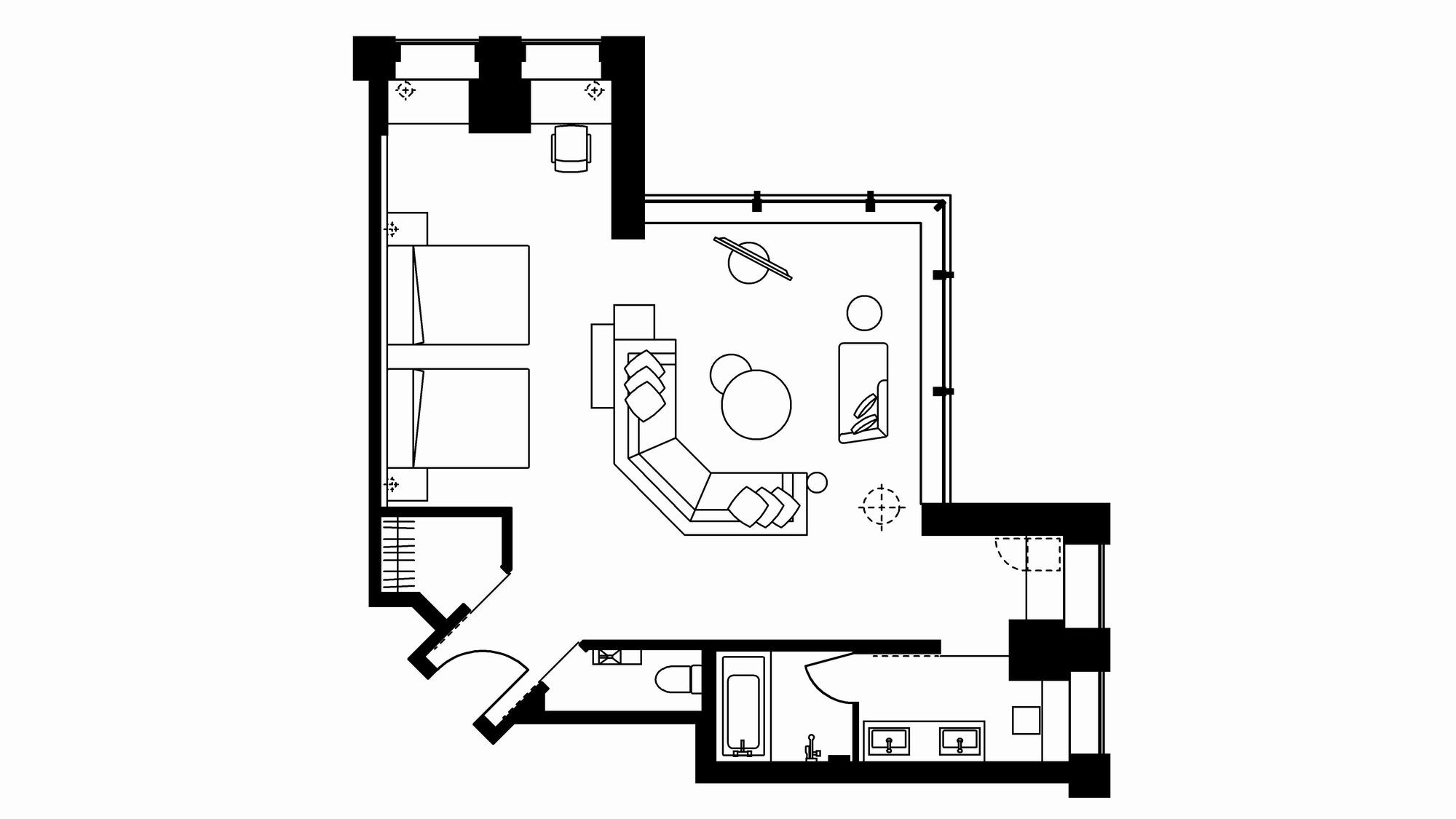 Premium corner twin