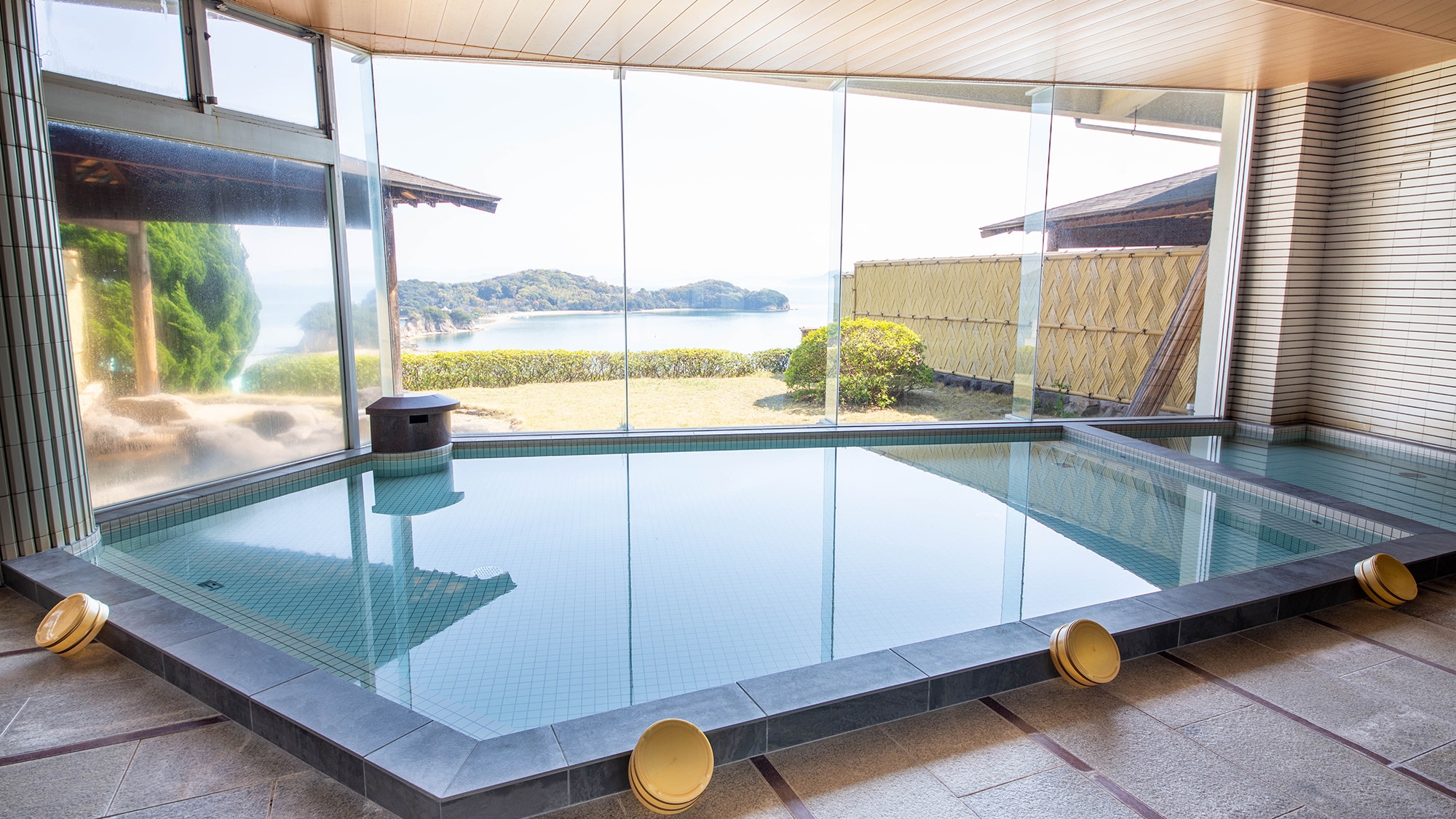 Large public bath with a superb view