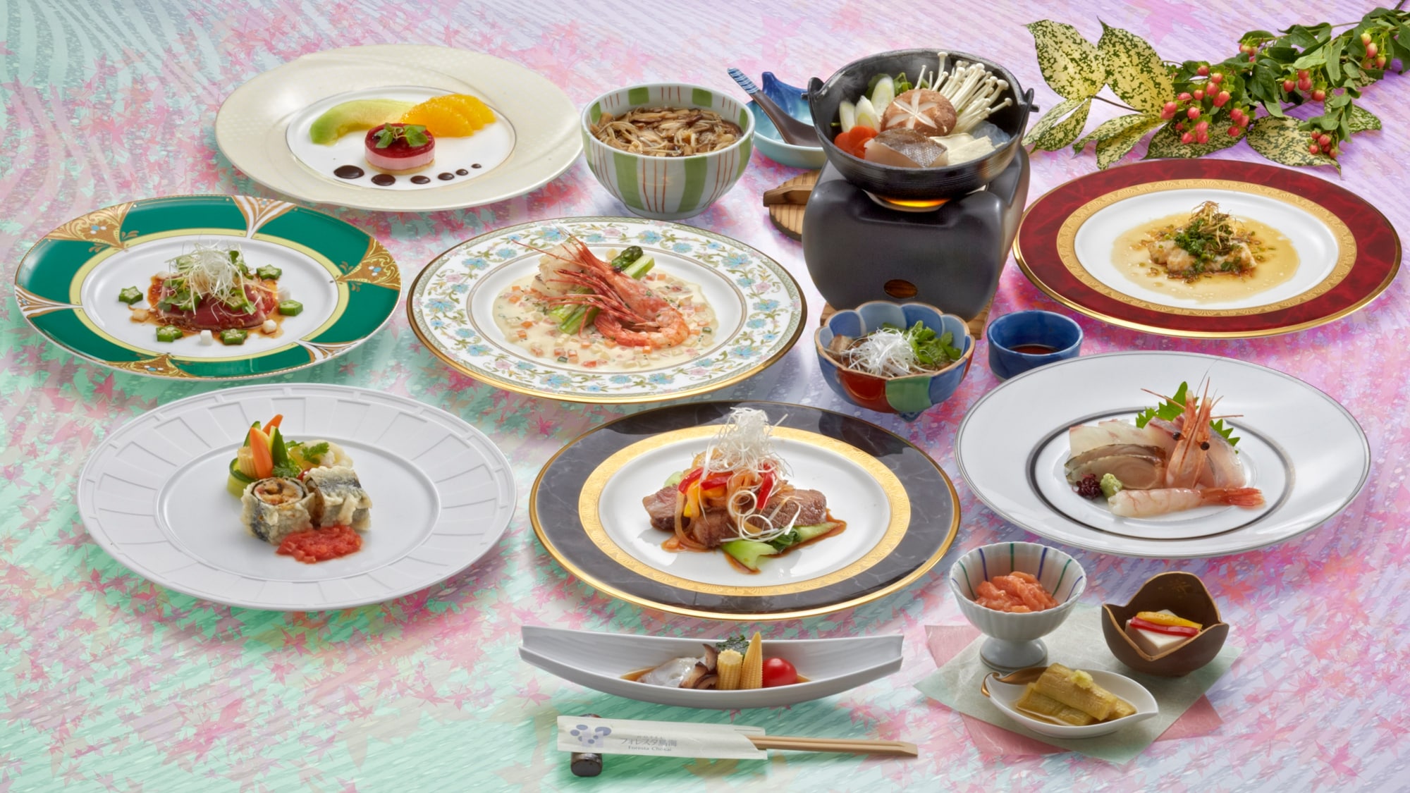 *日式西式怀石料理套餐示例。这是让您尽享日式料理和西式料理“两全其美”的套餐。