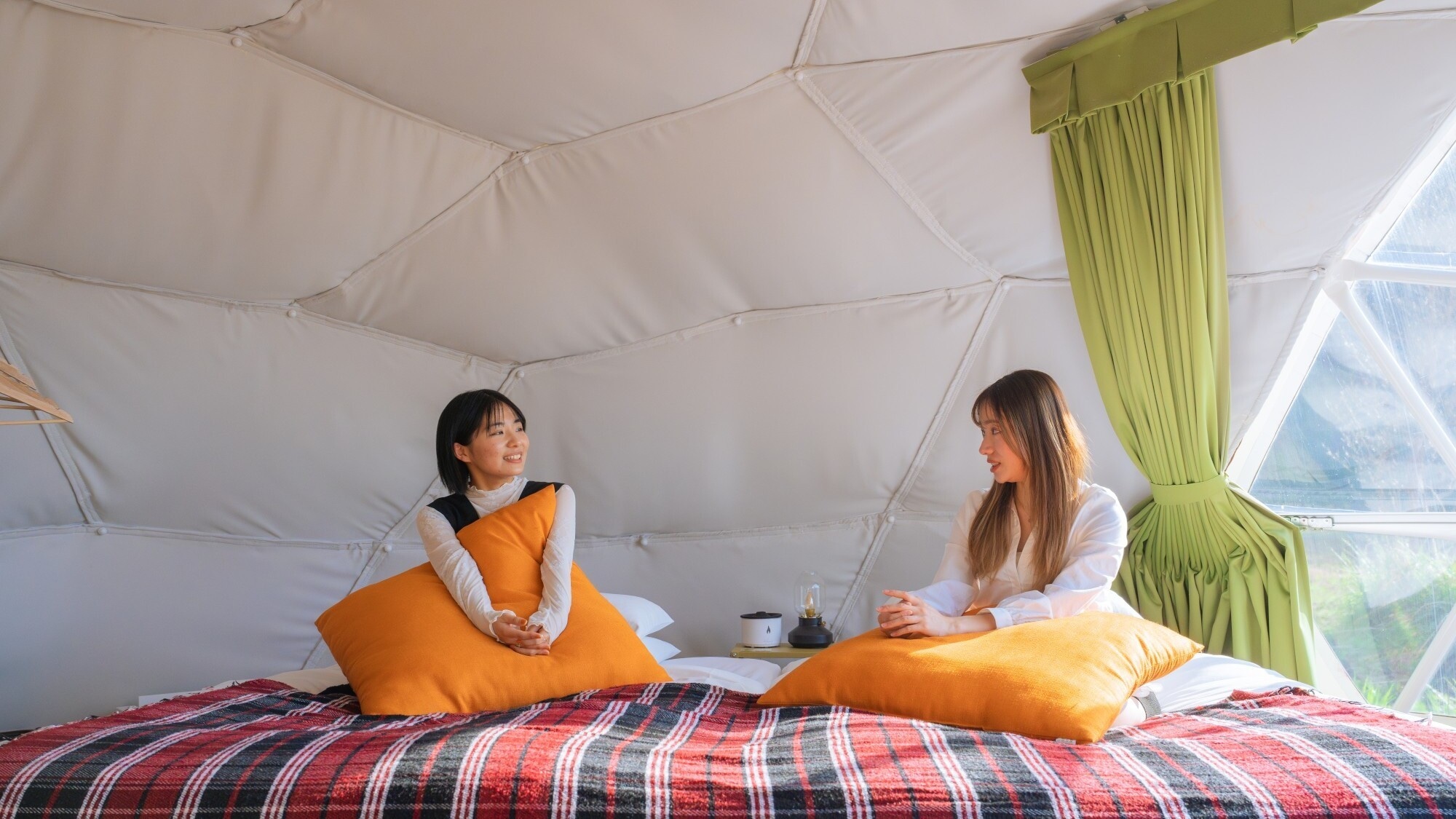 Inside the dome tent
