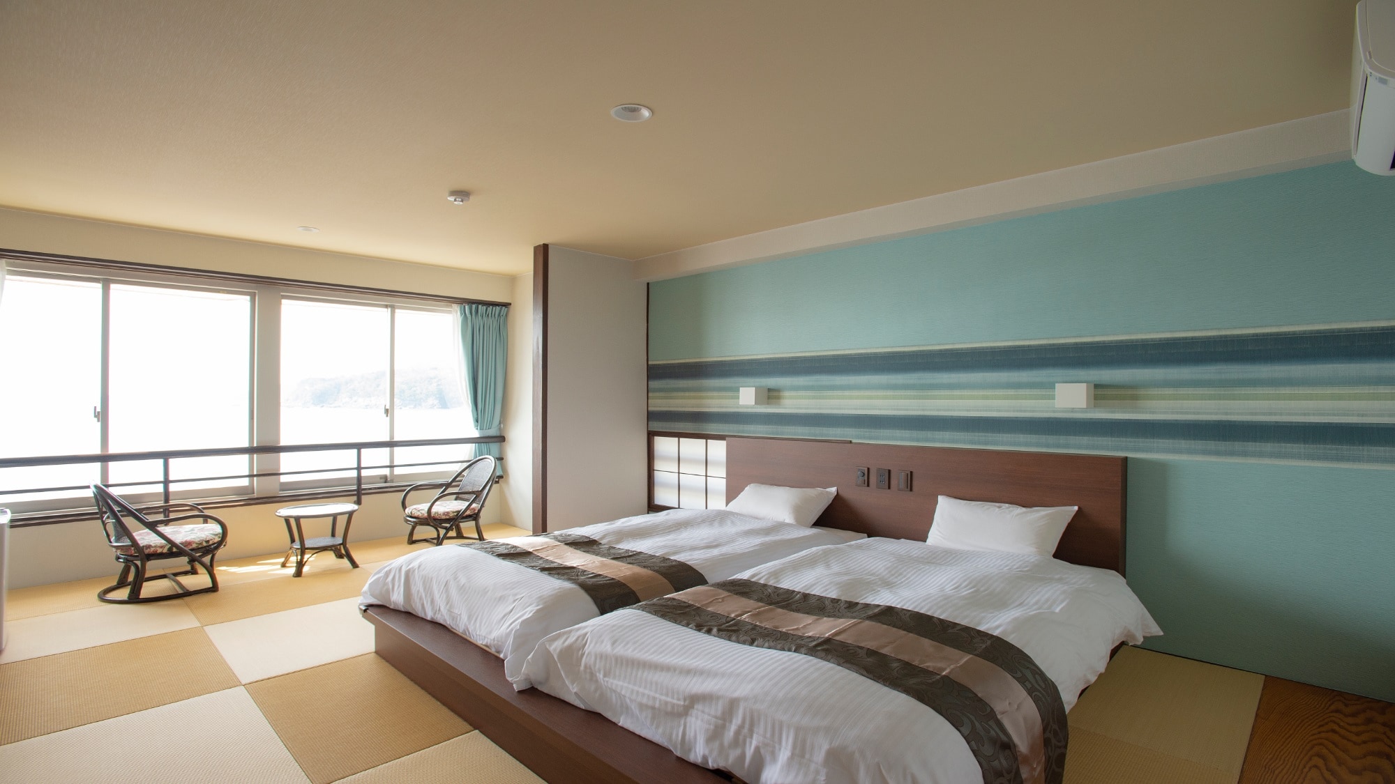 Ocean view standard twin (10 tatami mats) corner room with SU