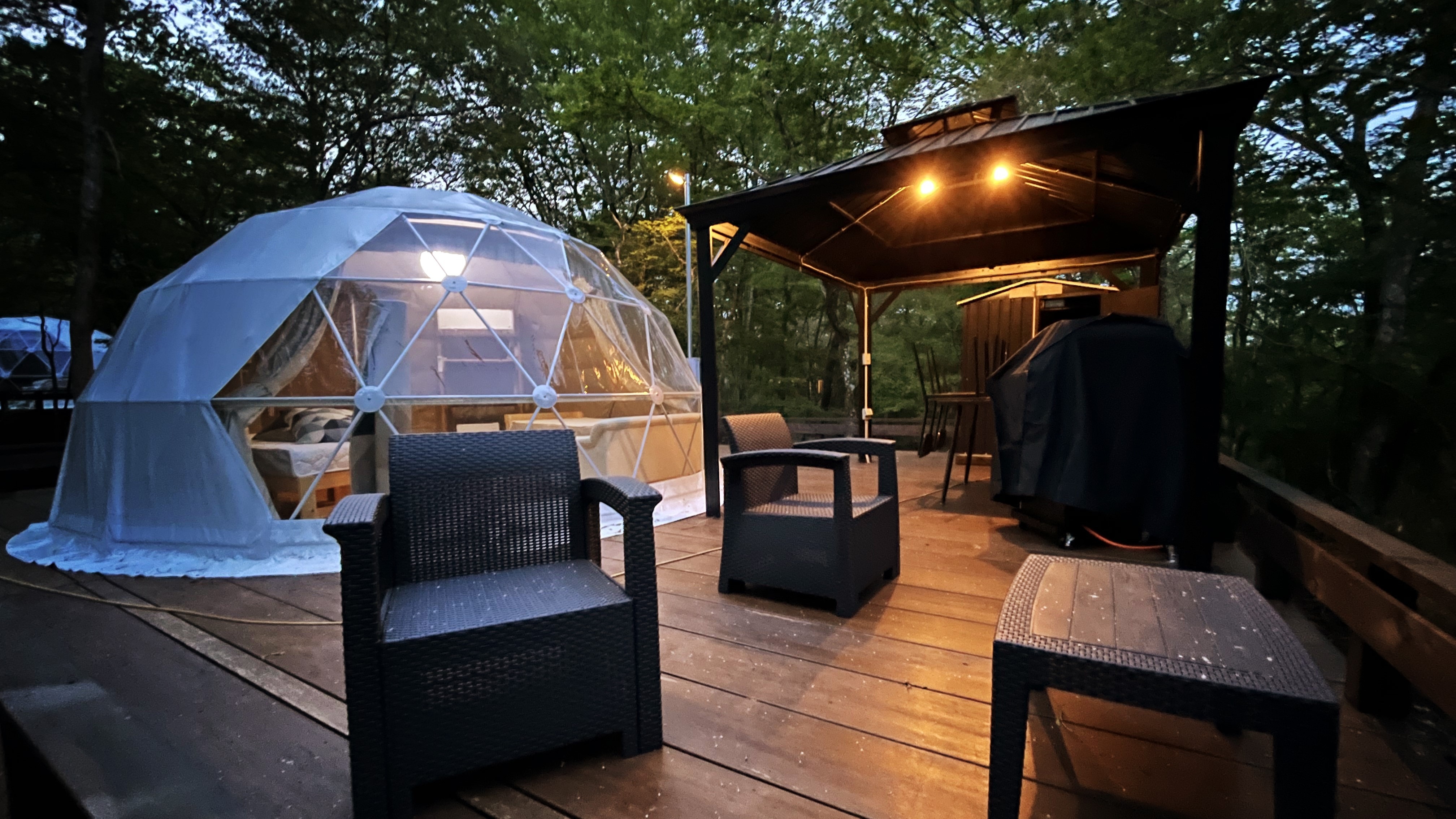 Dome and terrace at night