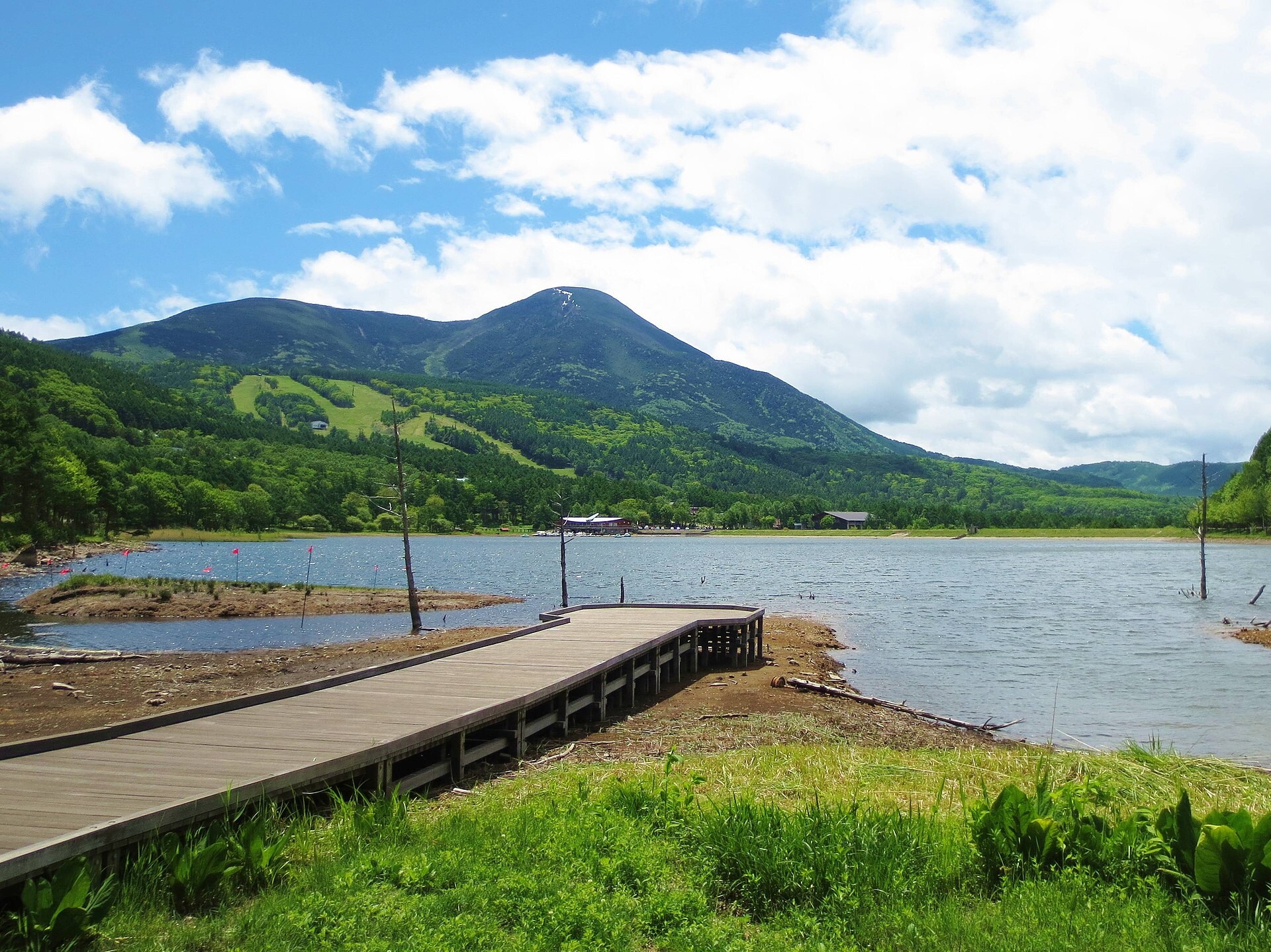 Mt. Tateshina seen from Lake Megami in summer
