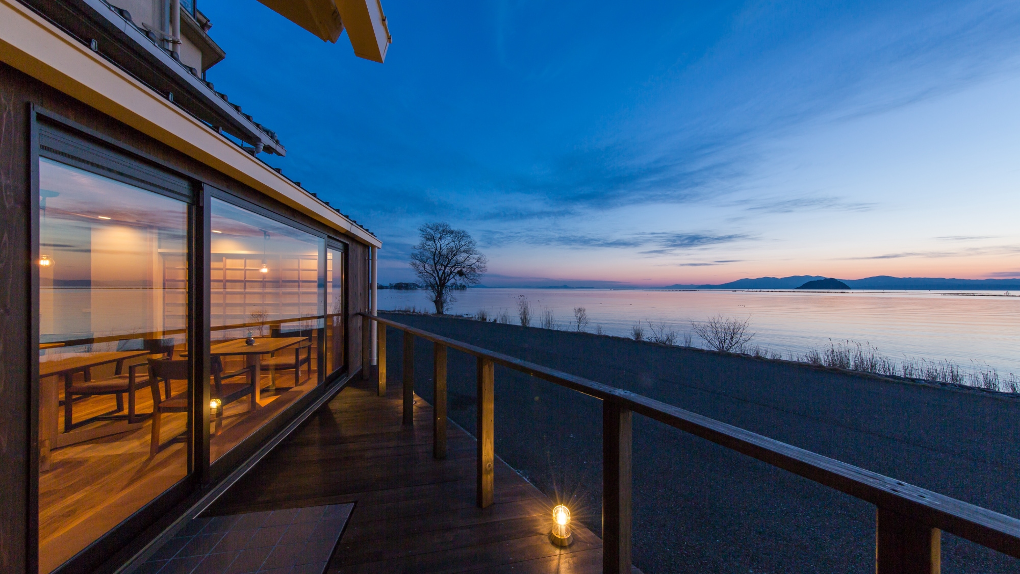 Terrace overlooking Lake Biwa