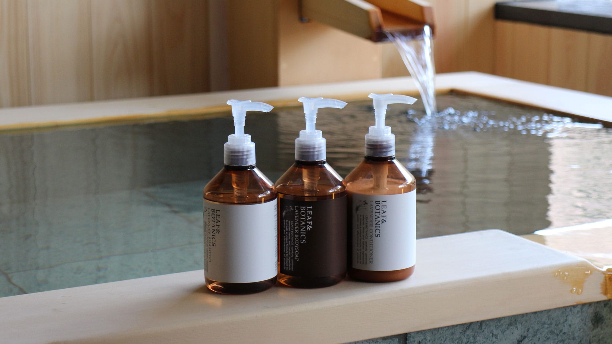 The amenities in the Kashotei Five Star Concept Room are from LEAF & BOTANICS.