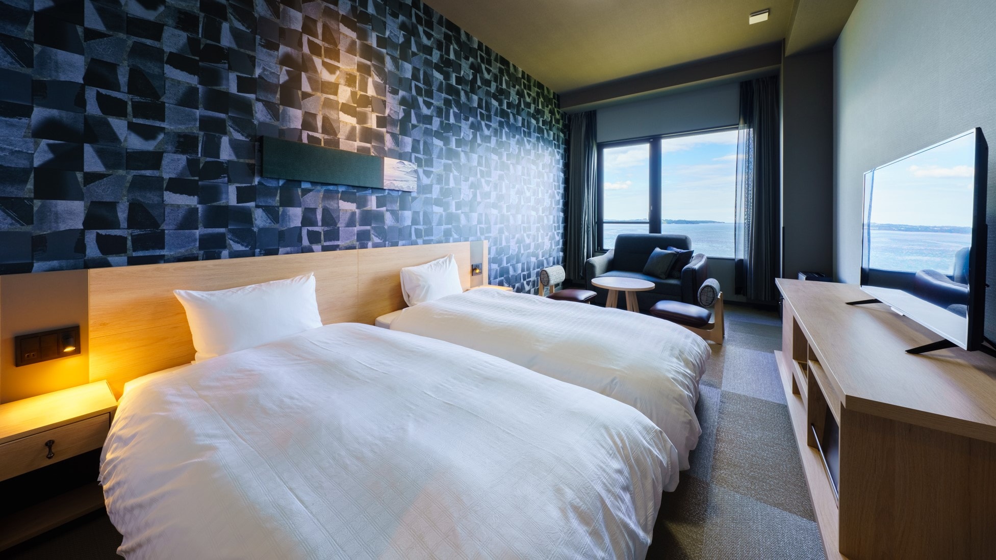 <Guest room> [Sea side] Standard twin ◇ Non-smoking (26-28㎡, bed width 110cm)