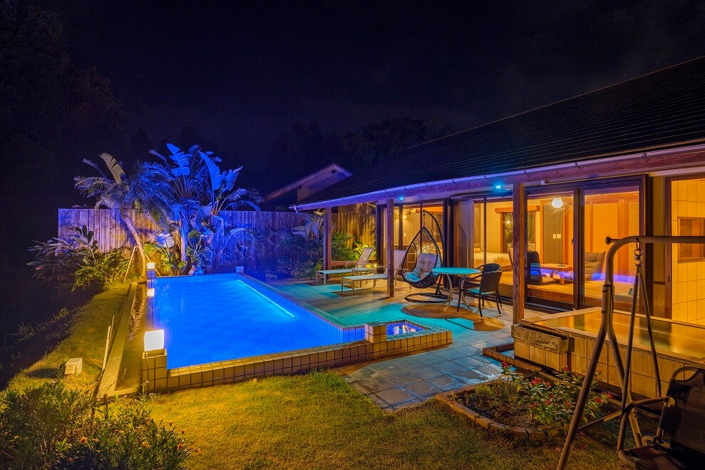 Satsuma Villa night exterior (example)