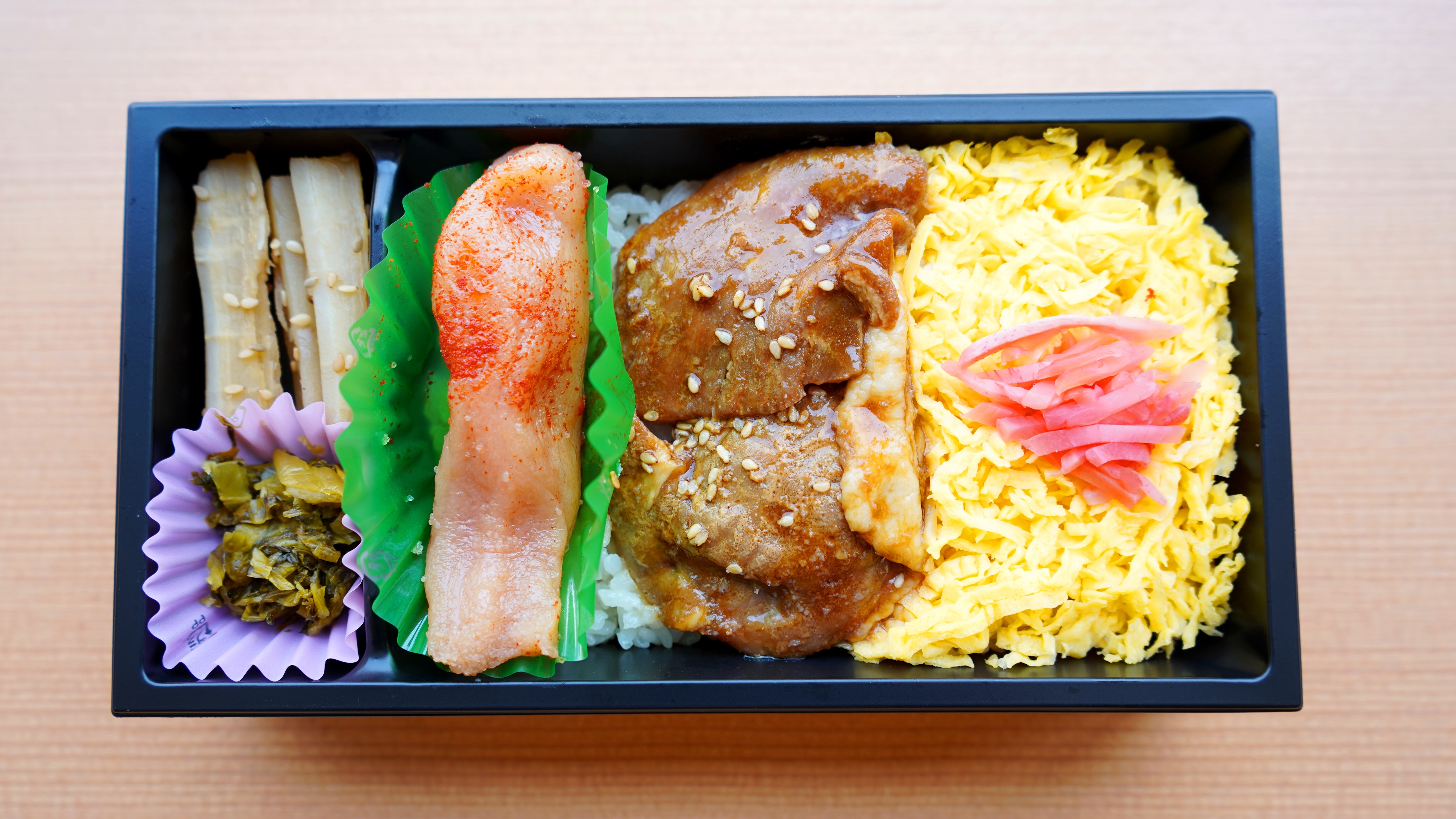 Breakfast: Black pork mentaiko bento