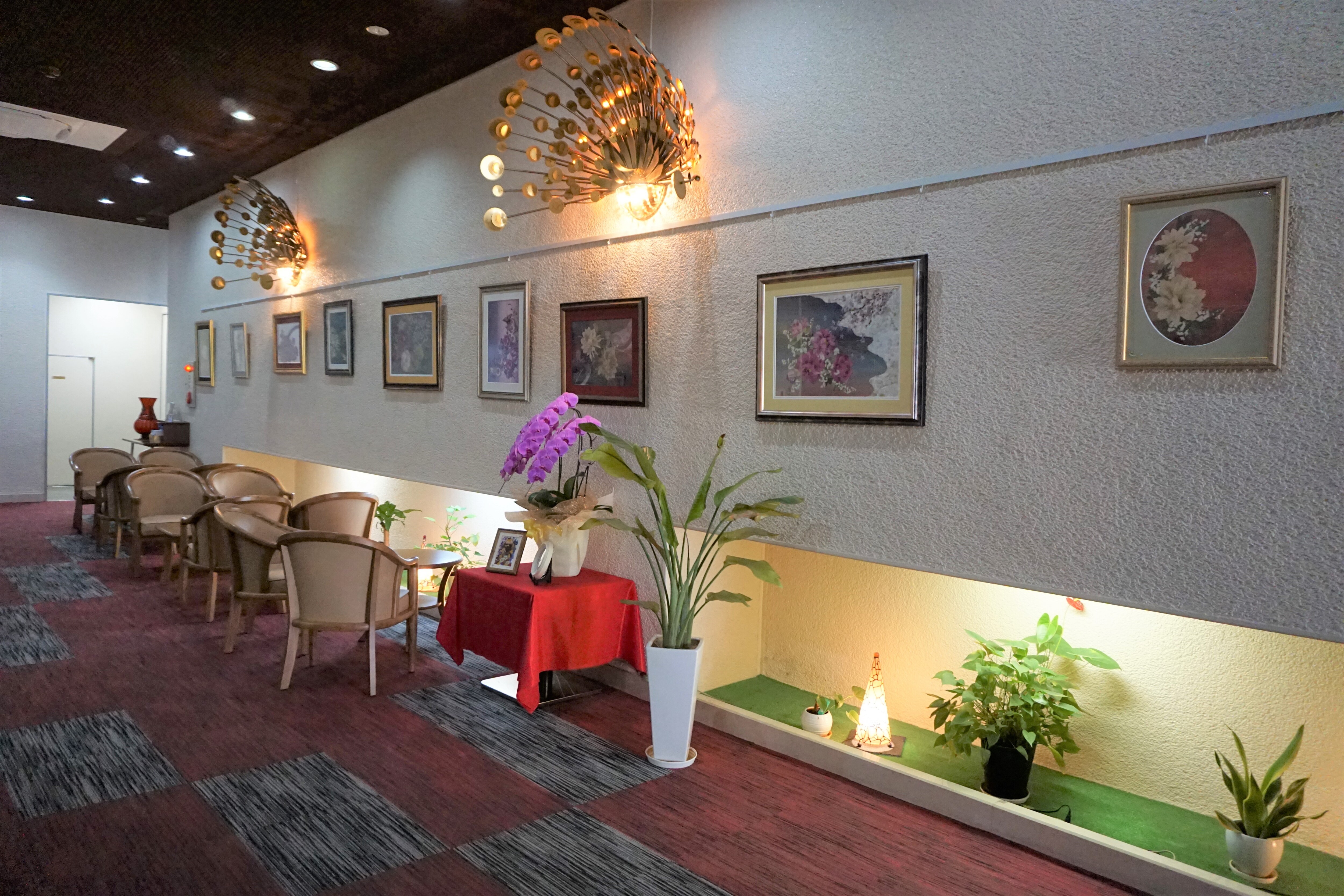 Hotel lobby pressed flowers