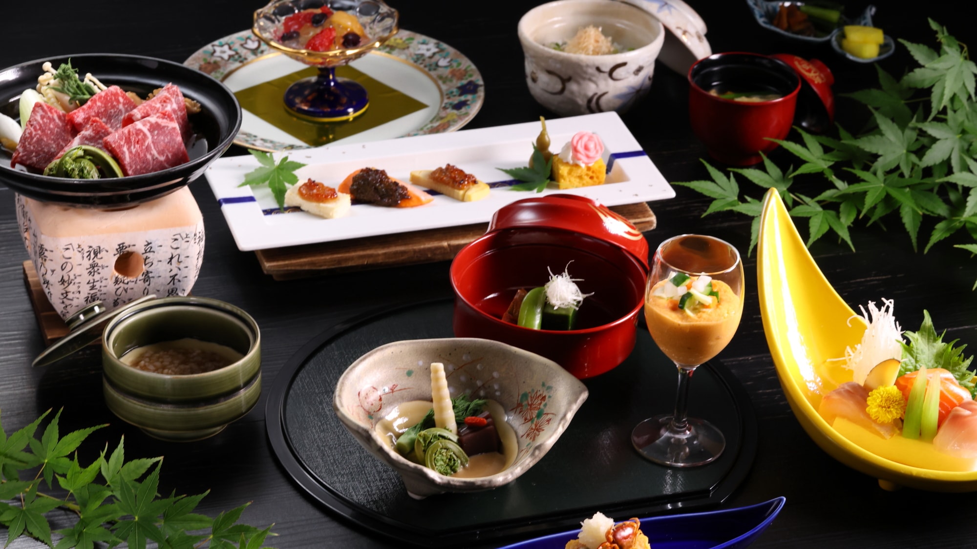 An example of Nagano Prefecture beef sukiyaki banquet course