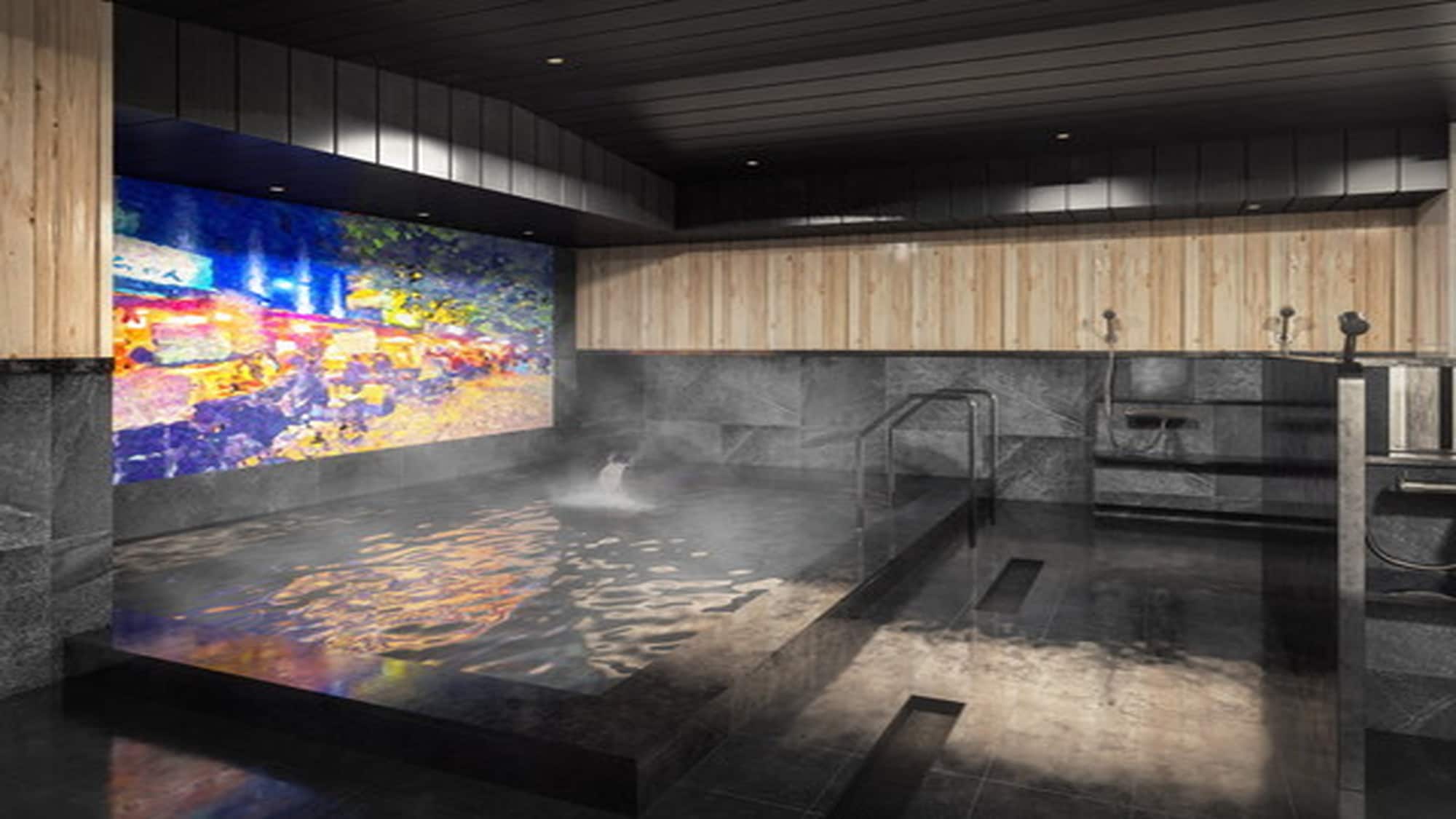 ห้องอาบน้ำรวมขนาดใหญ่ "Cold Spring Hot Spring" เปิดให้บริการเวลา 15:00 น. - 25:00 น. / เช้าวันถัดไป เวลา 5:30 น. - 9:00 น.
