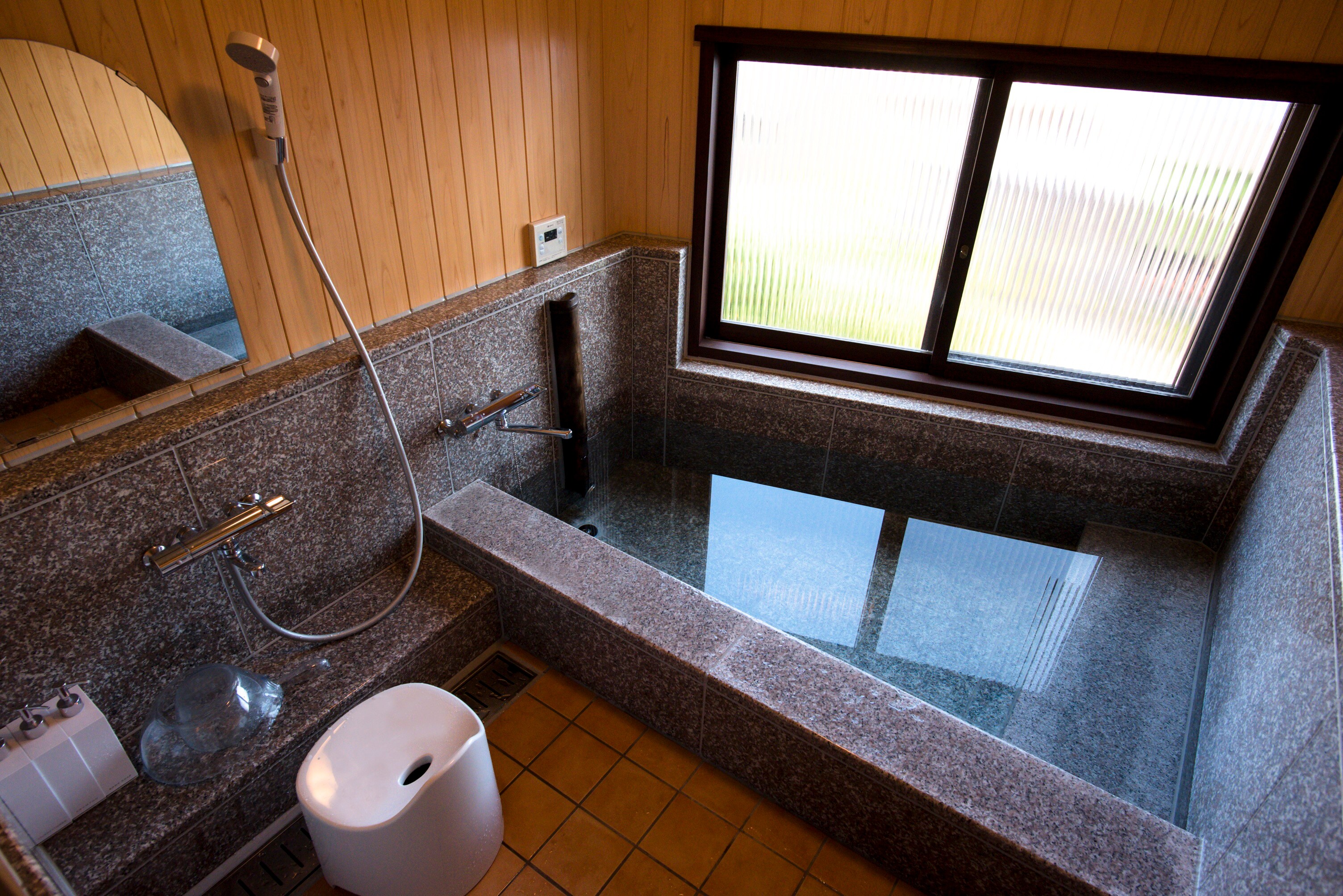 A bathroom that can comfortably fit two adults