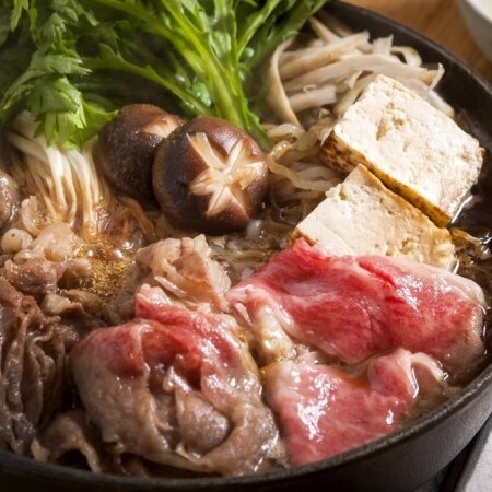 Sukiyaki pot made with Wagyu beef
