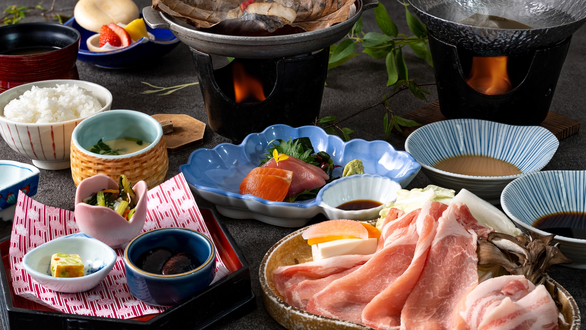 [อาหารเย็นชาบูชาบูหมูสาลีโจชูสูตรพิเศษของจังหวัดกุนมะ]