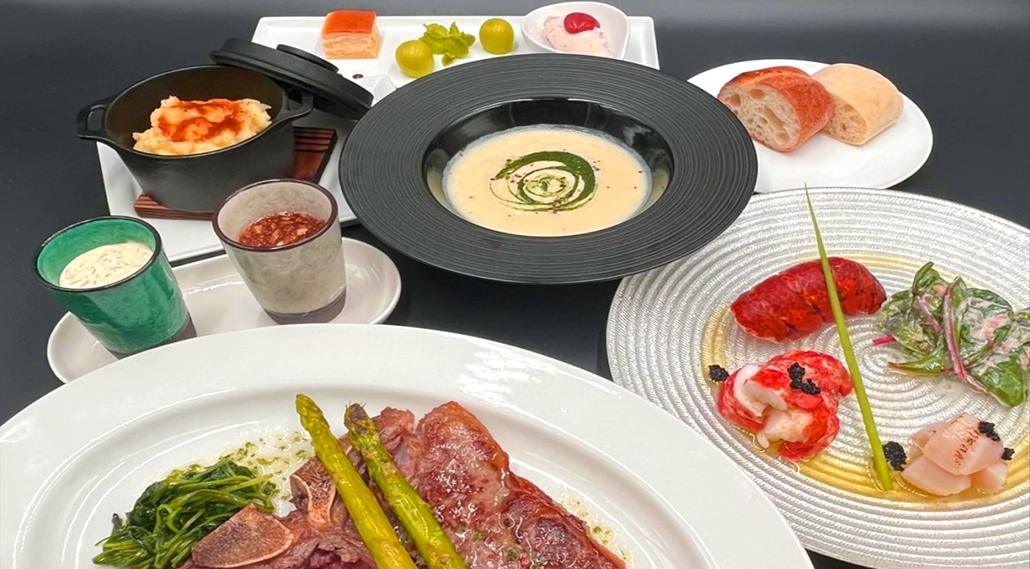Steak dinner course