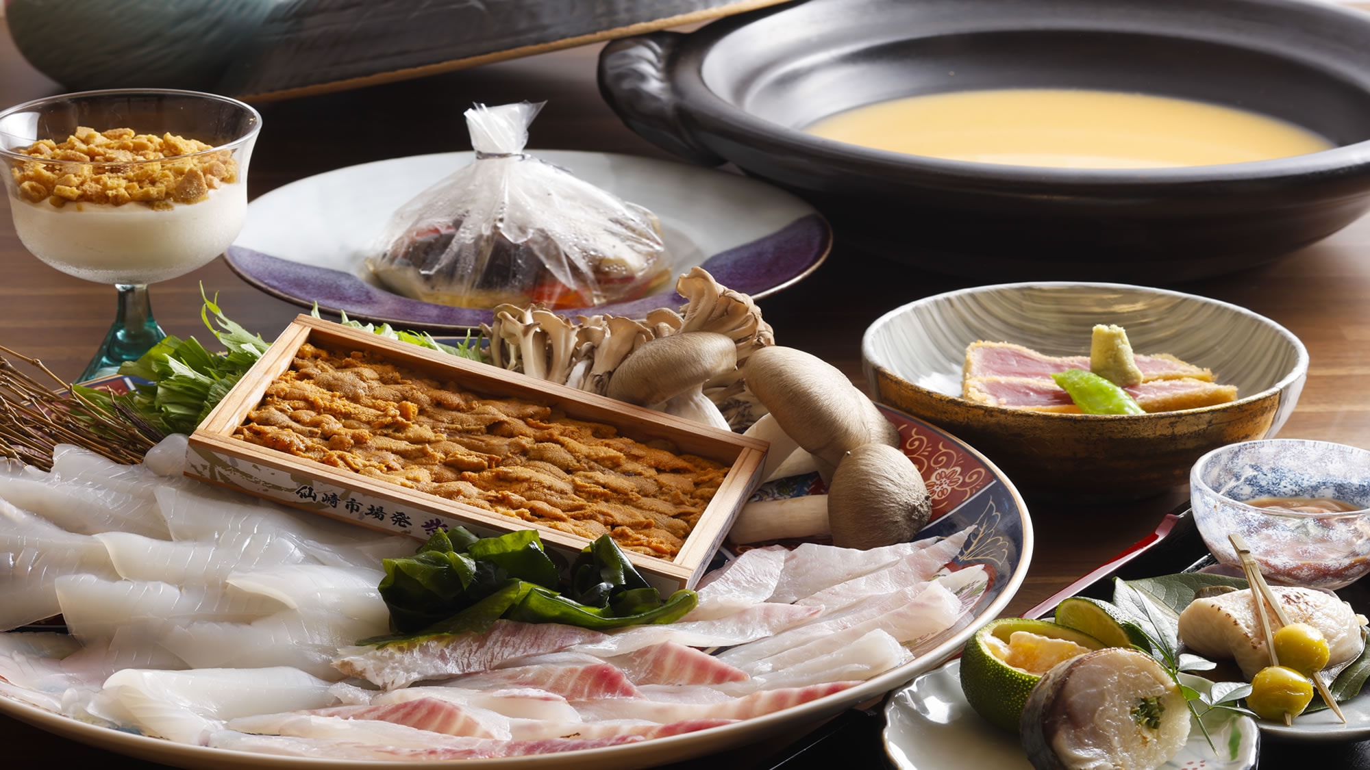 Fresh sea urchin shabu-shabu course