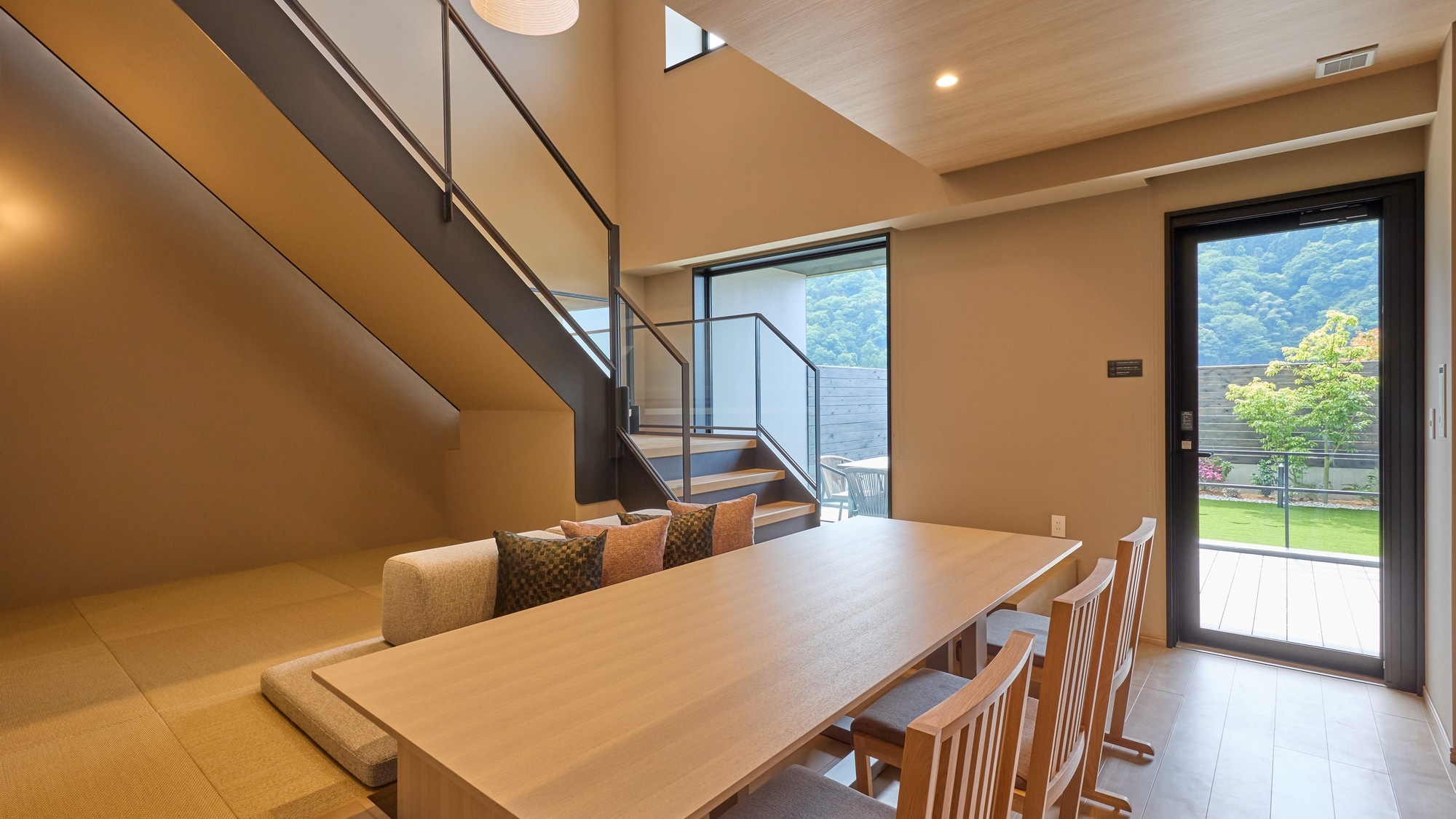 E: Living room + dining room