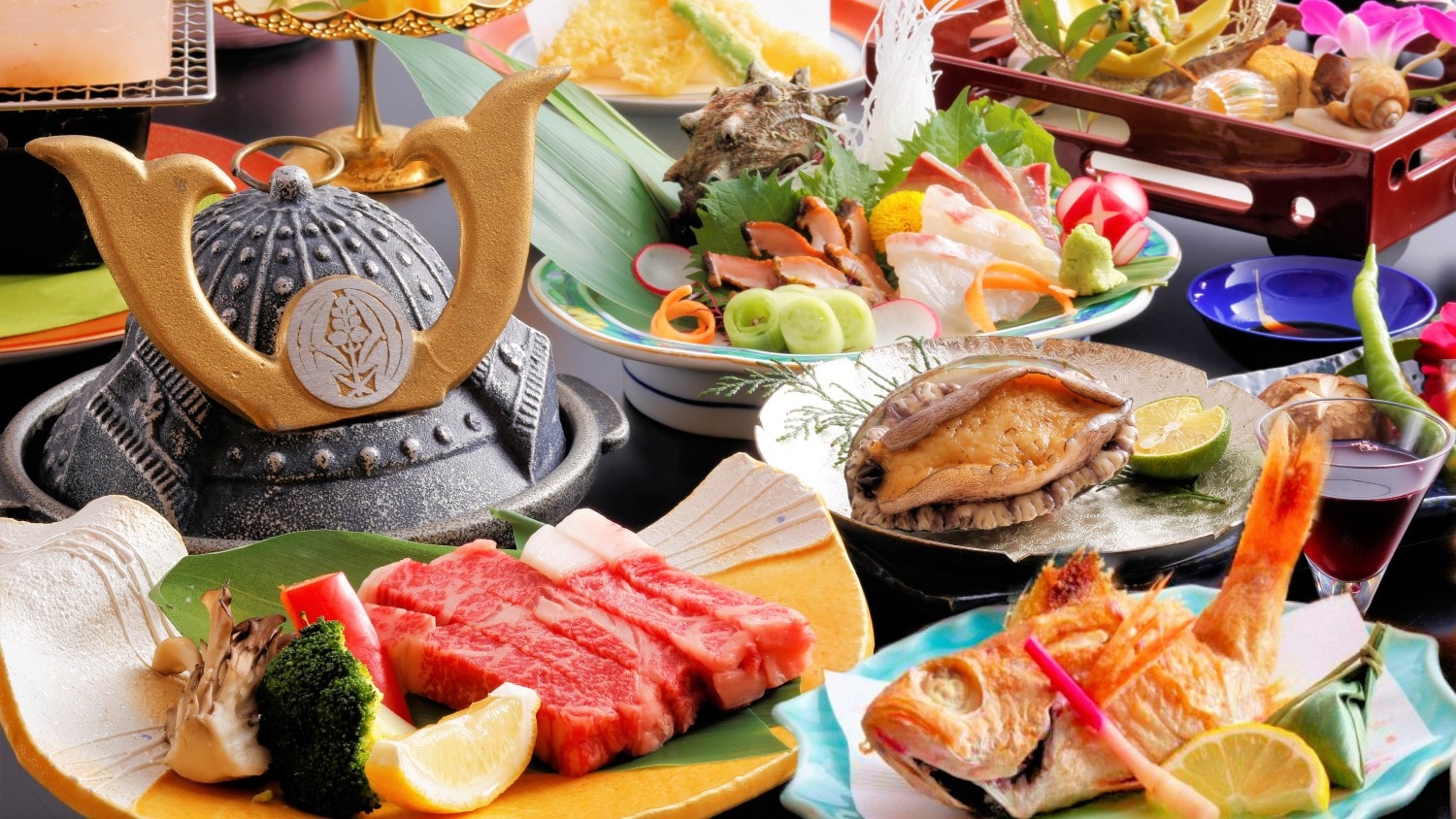 The three great delicacies: Tajima beef, abalone, and blackthroat seaperch