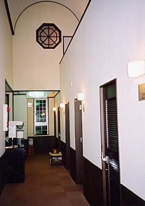 Inside the building.