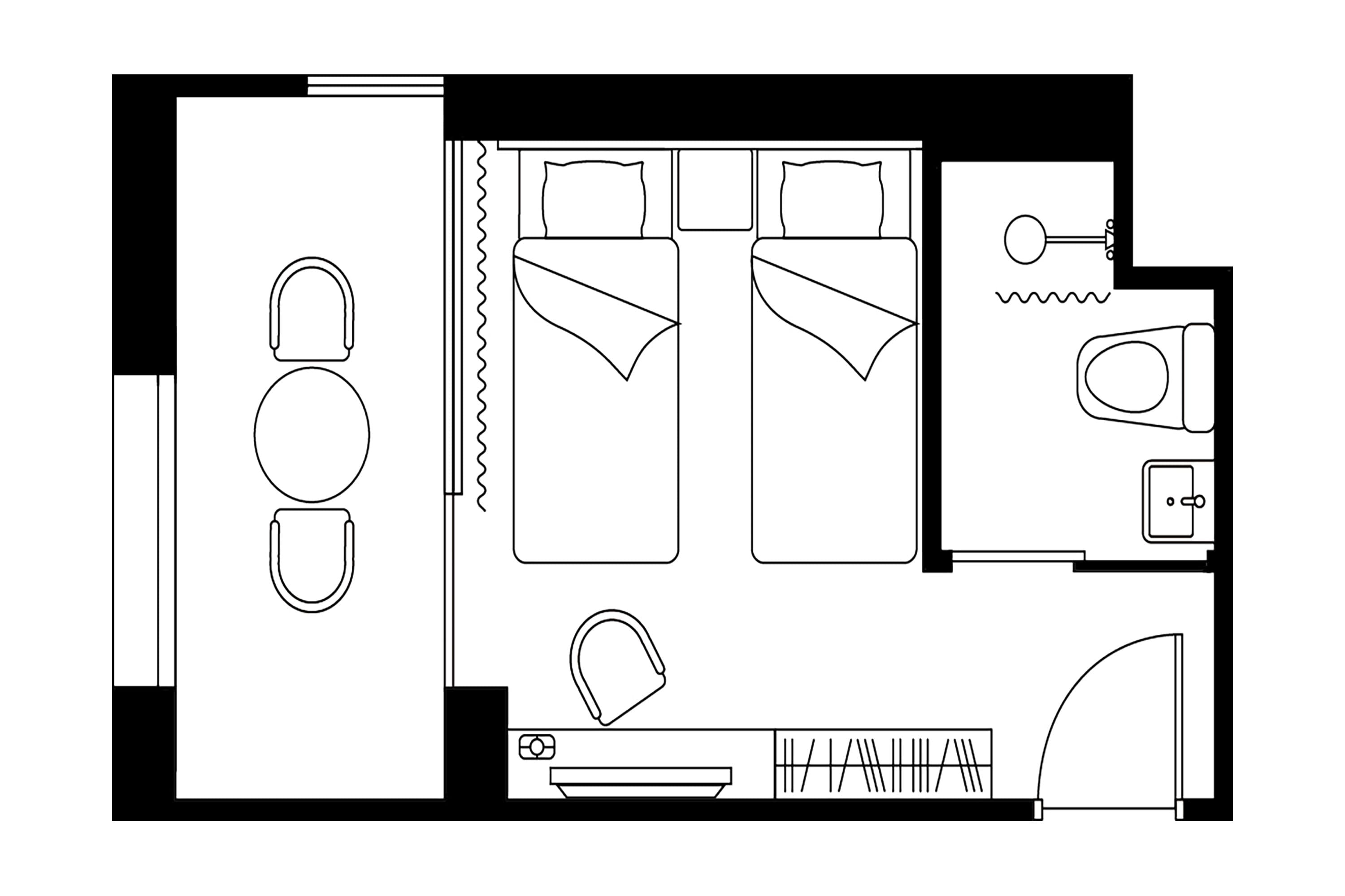 Side by Side Plus (Studio Corner Twin) Floor plan