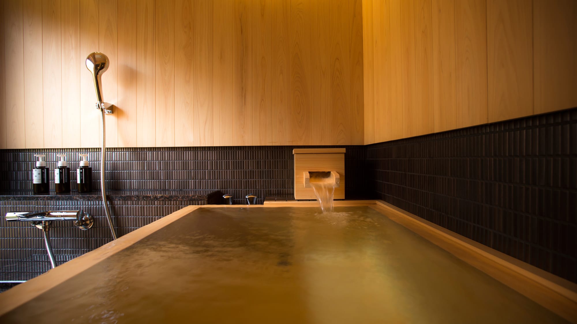 An example of a cypress bath that is deep and wide enough for you to immerse yourself up to your shoulders