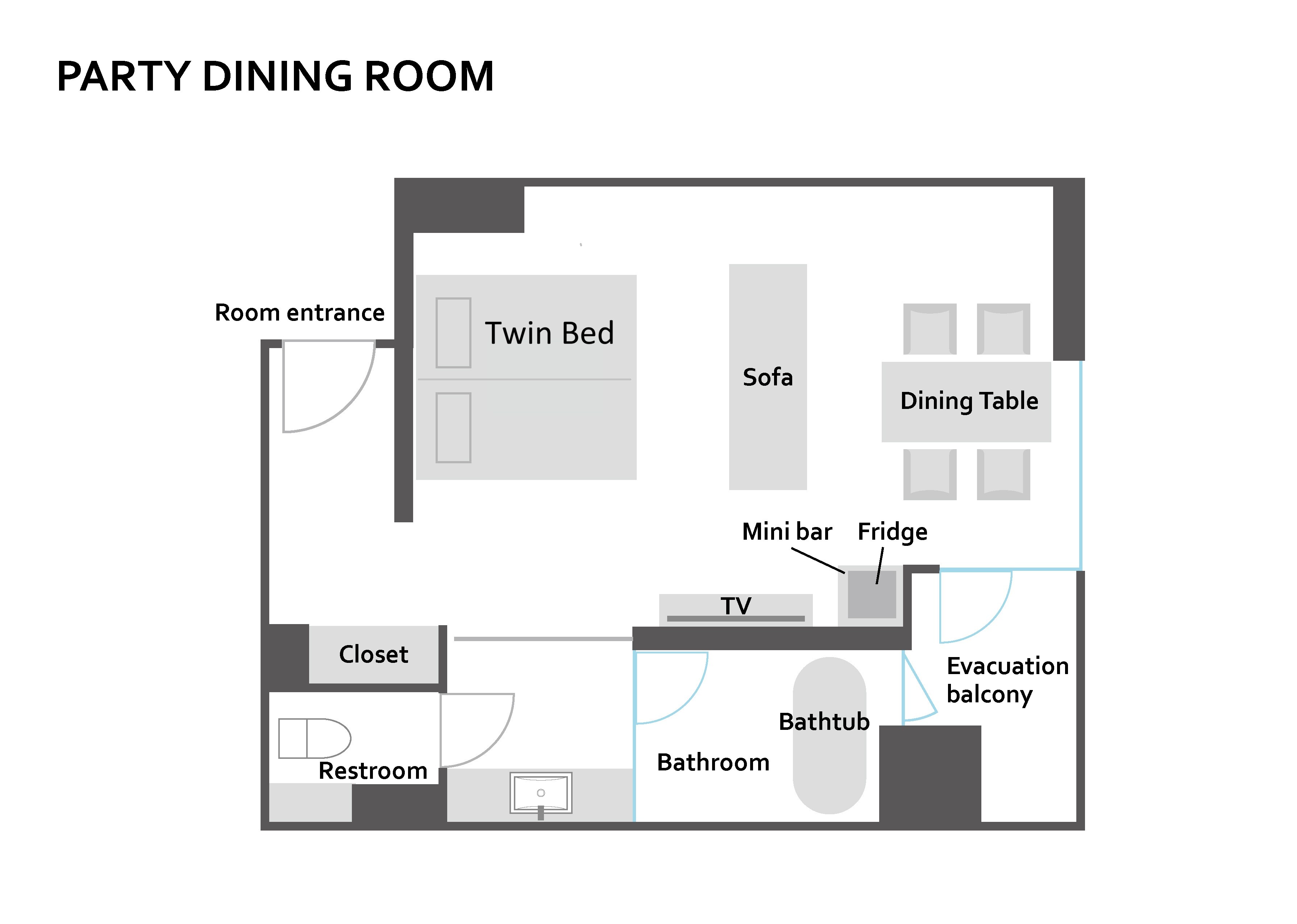 Party Dining Twin Room Layout