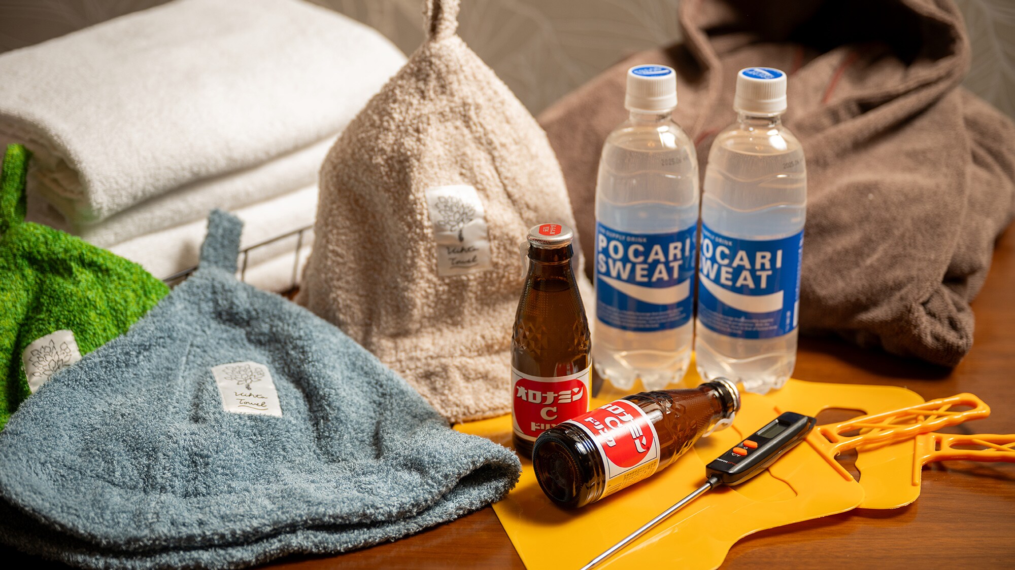 [Sauna plan benefits] We also provide hats, ponchos, and oroppos that sauna lovers will love!