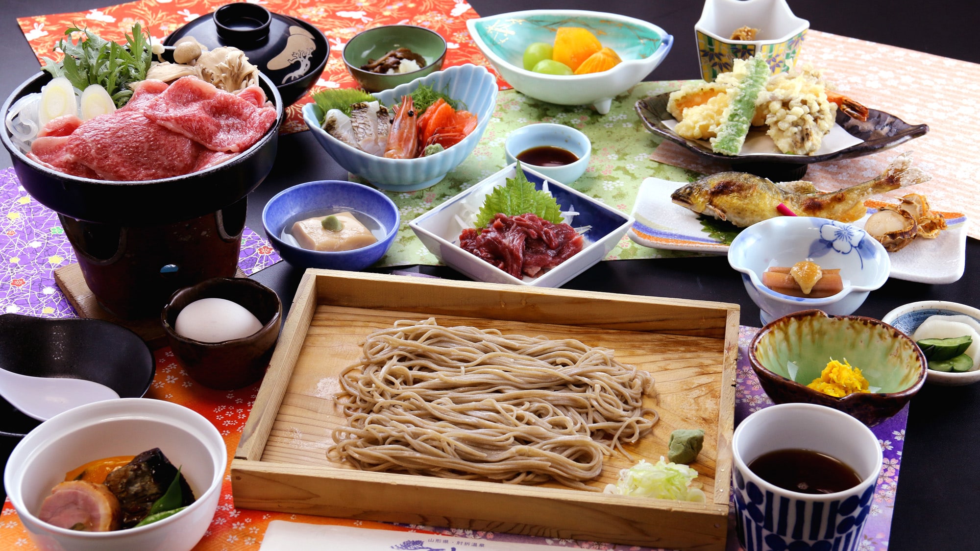 《Yamabito cuisine + handmade soba noodles + Yamagata beef sukiyaki course》Our hotel upgrade plan♪