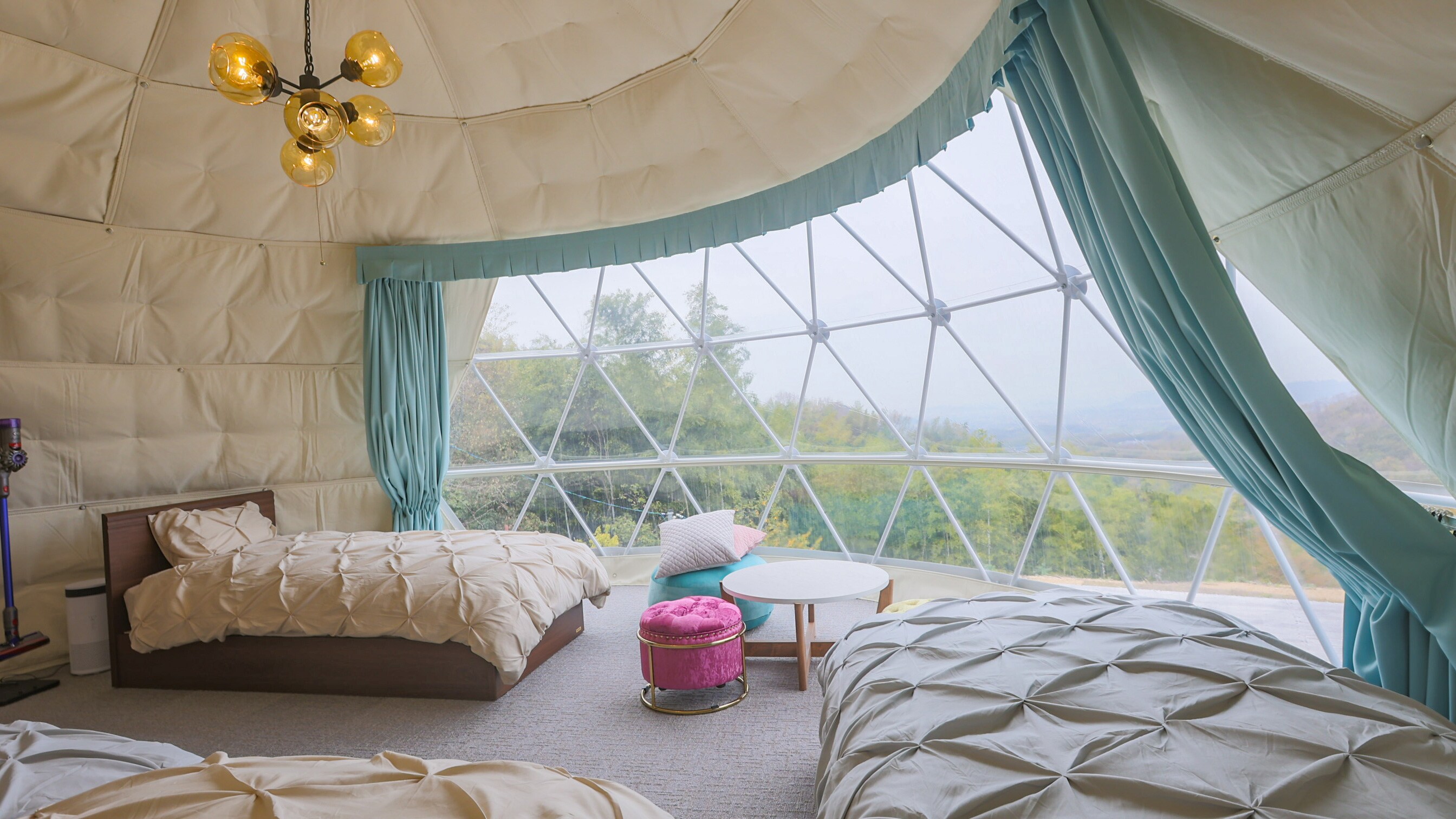 ~Winter Room~ Dome-shaped tent, approx. 30 m2, BBQ house, wooden deck (with bonfire space)