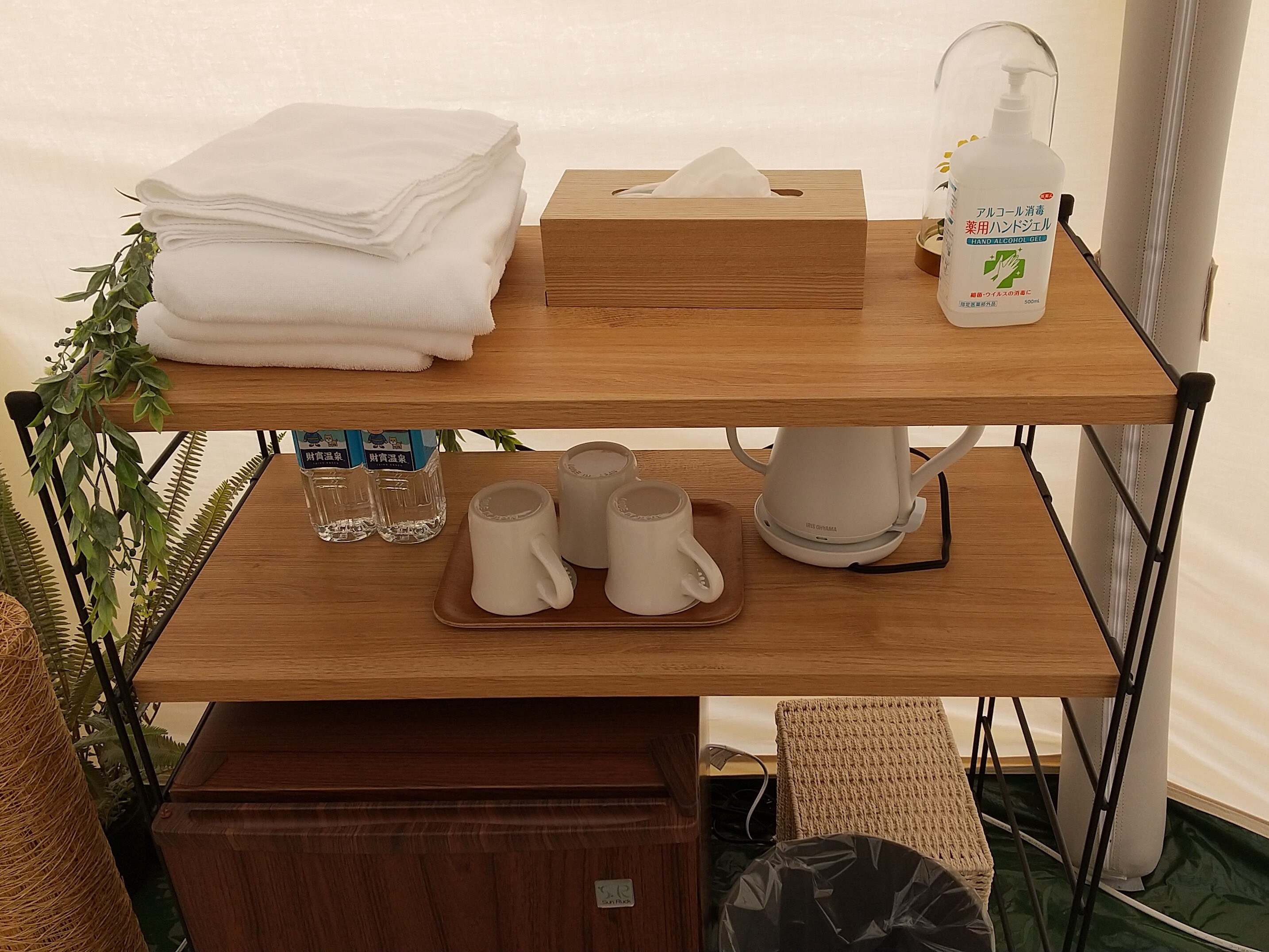 Equipment in the glamping bell tent