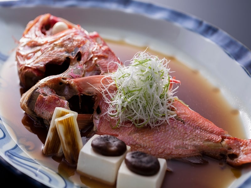 Braised whole red snapper