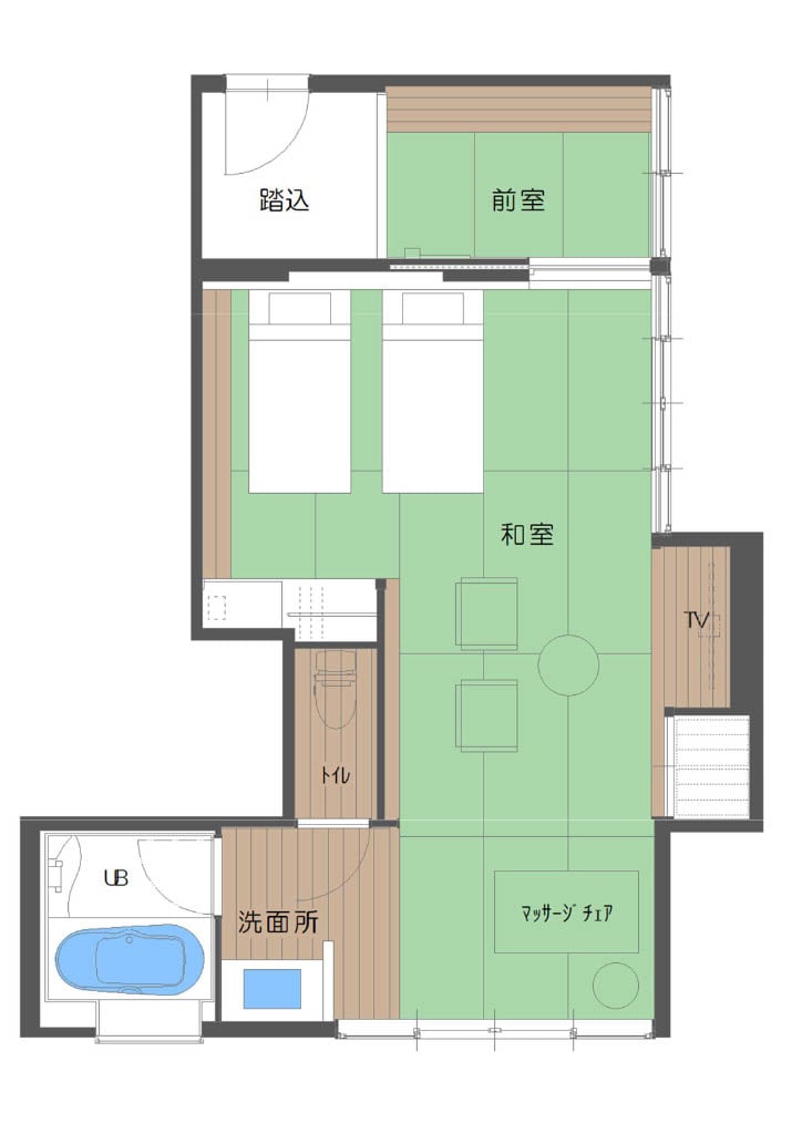 【新绣球花】无烟标准双床日式西式客房平面图