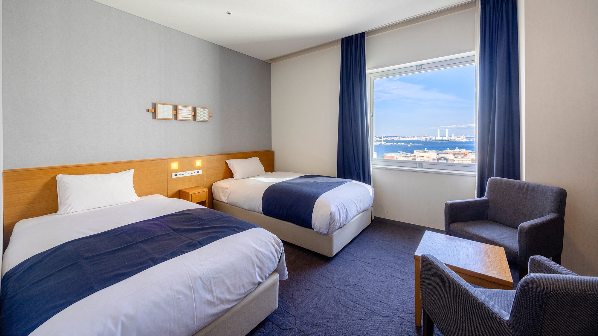 <Pemandangan Malam> [Kamar Superior Twin] 20 m2, 2 tempat tidur single