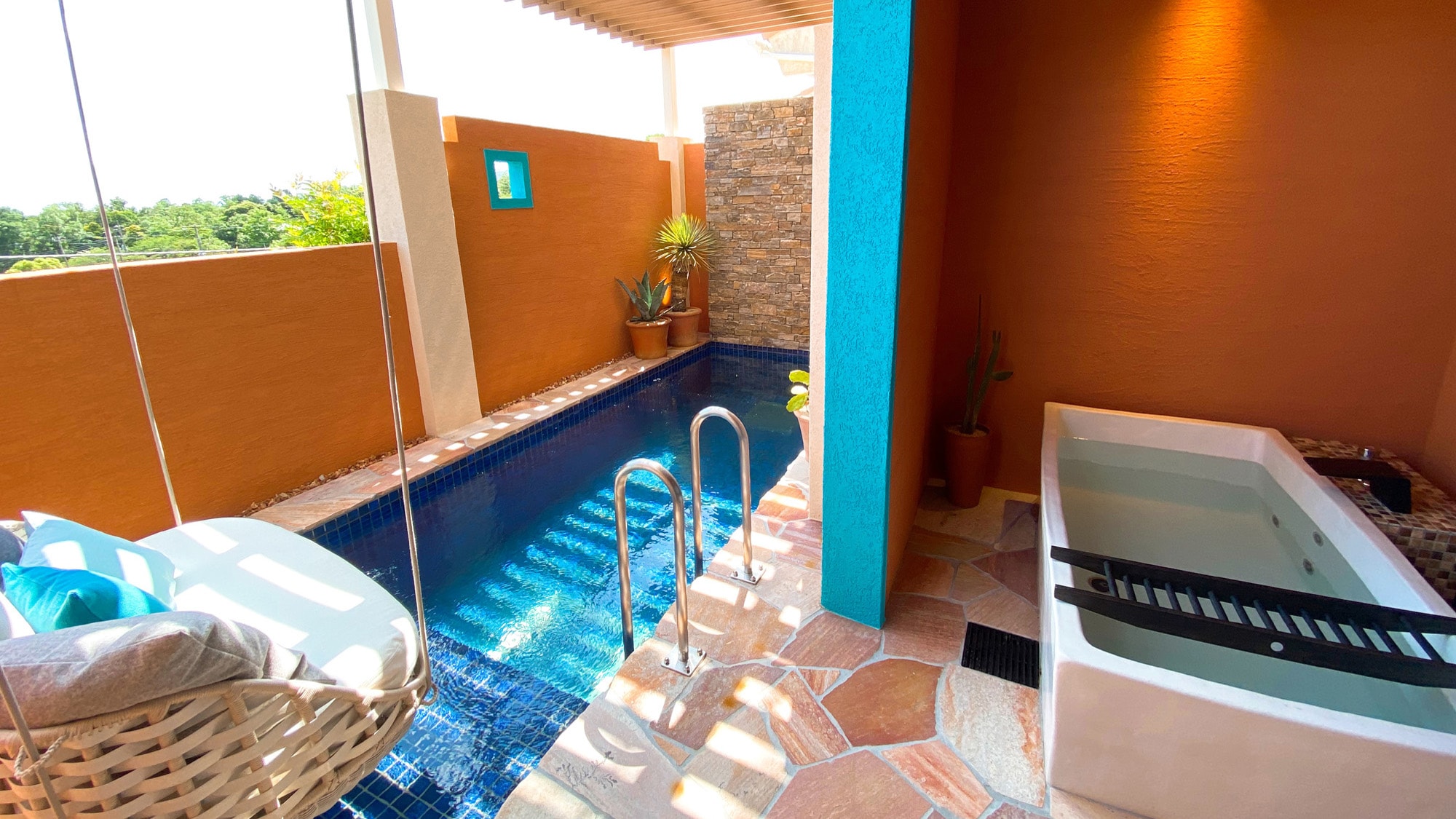 Room with open-air bath and heated pool: Room 01 Santa Fe Suite Terrace has an open-air bath and heated private pool.