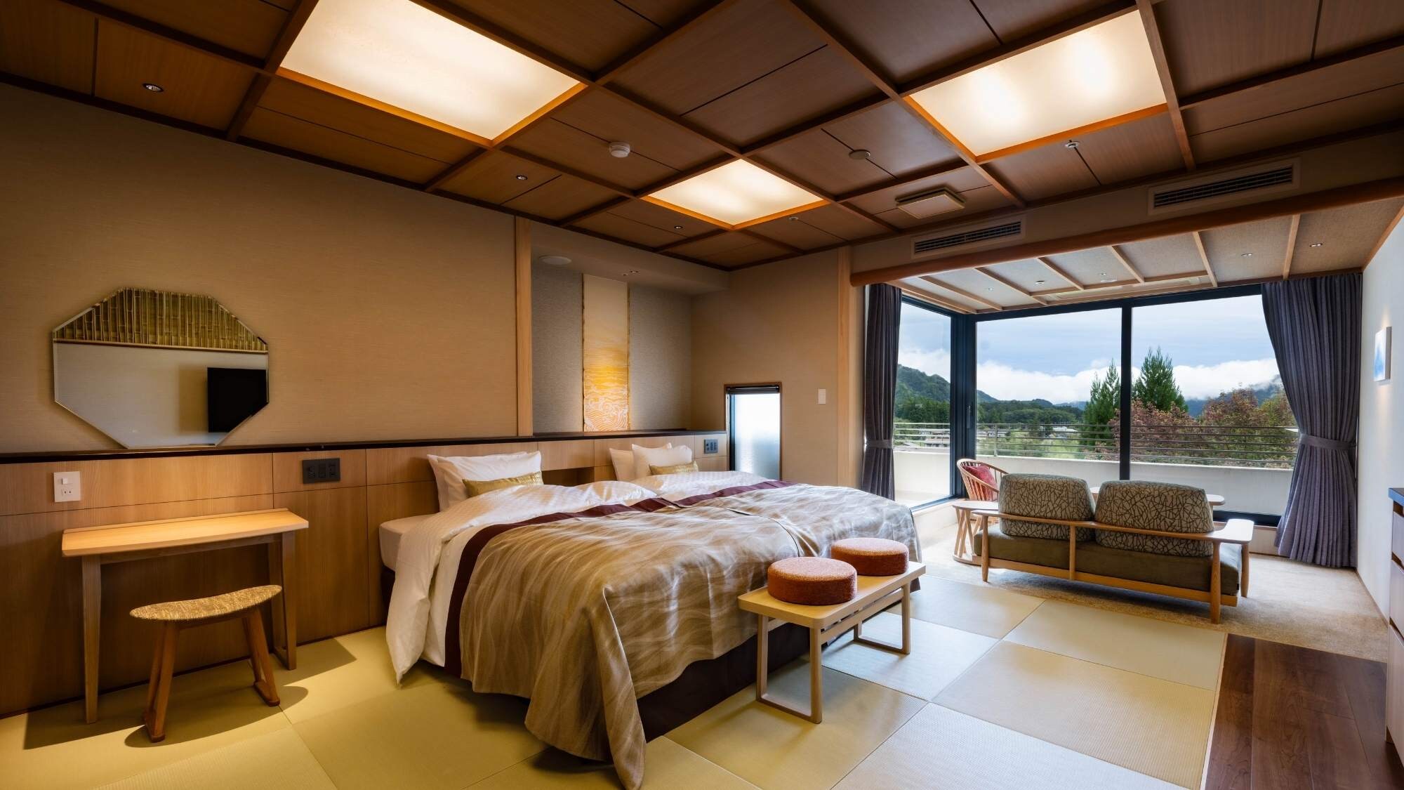 [ห้องนอนเตียงคู่สไตล์ญี่ปุ่น-ตะวันตก Seiryu] ห้องพักสไตล์ญี่ปุ่น-ตะวันตกนี้ได้รับการปรับปรุงและเปิดให้บริการอีกครั้งในฤดูใบไม้ร่วงปี 2025