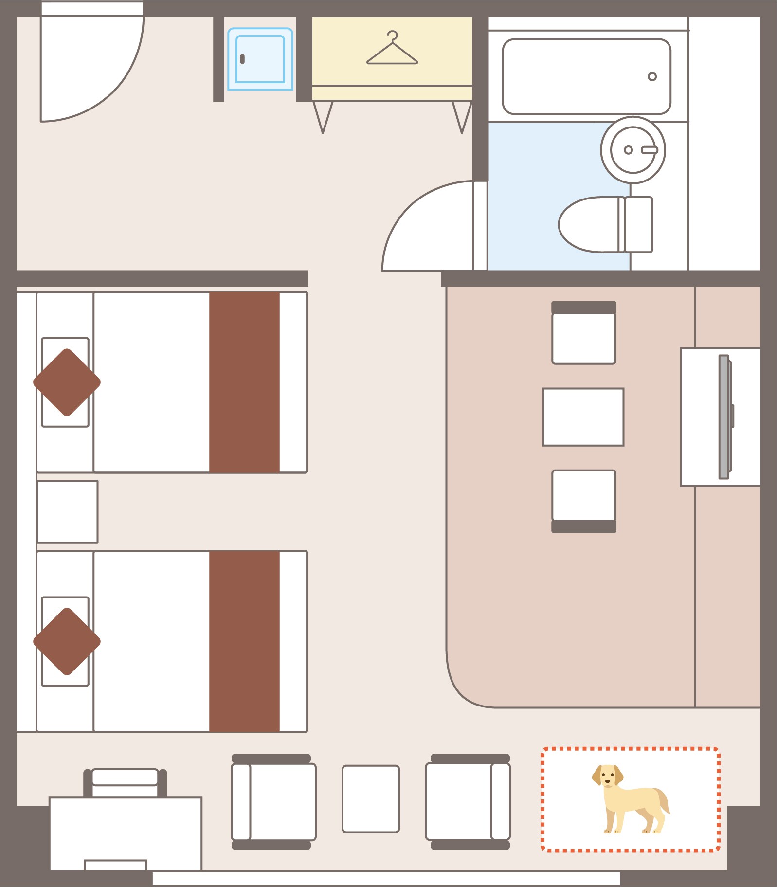 강아지 룸 (양실 트윈 · 버스 포함)