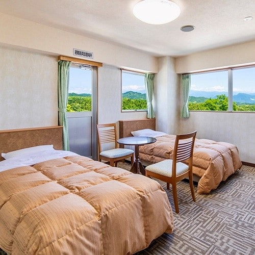 [Western-style twin bedroom] The best view in the corner room ☆ <Refrigerator, Wi-Fi connection available>