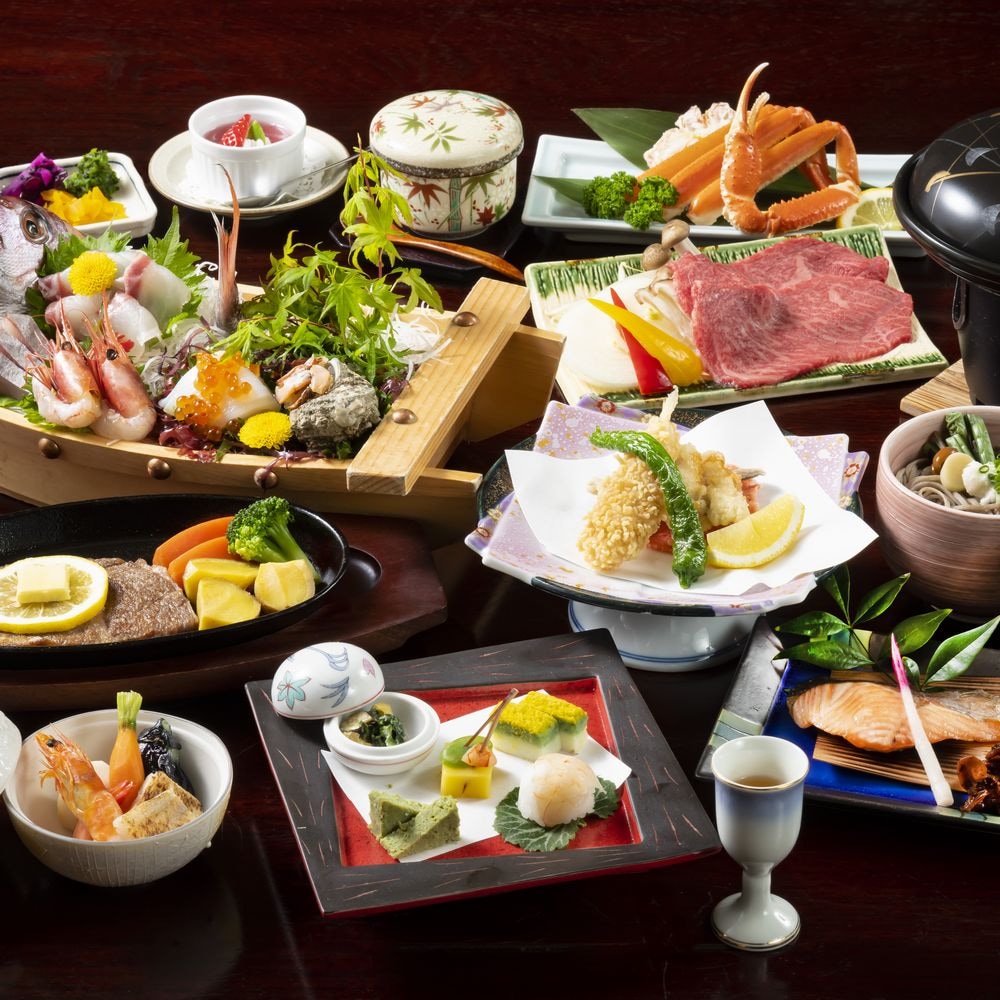 ตัวอย่างการทำอาหารเอจิเซ็น (รวมซาซิมิเรือหรือสเต็กสำหรับแต่ละคน)