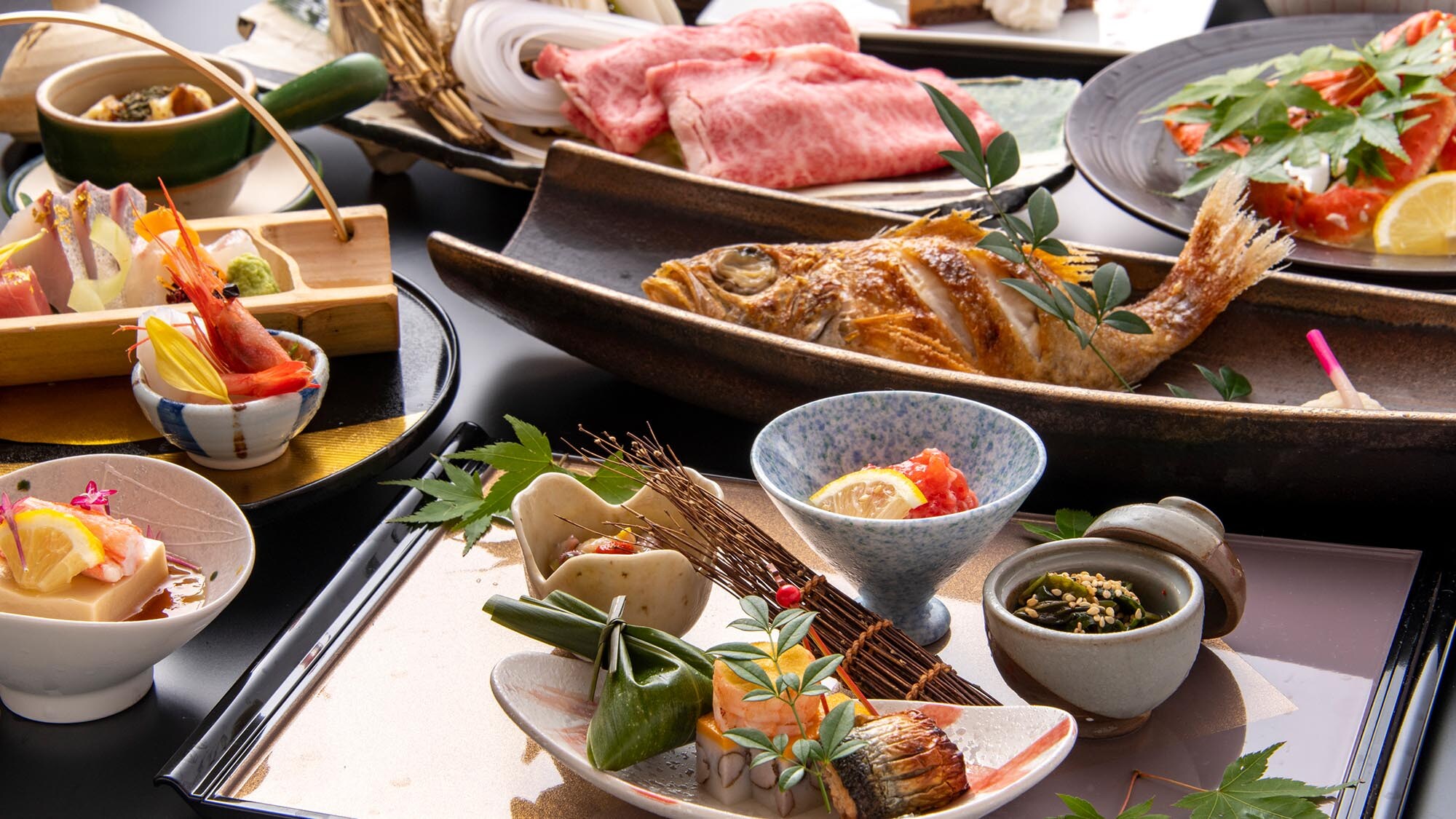 Our specially selected ``Hakusan Kaiseki'' menu allows you to enjoy carefully selected ingredients such as seafood from Hokuriku. *Cooking image 2023.Autumn/winter