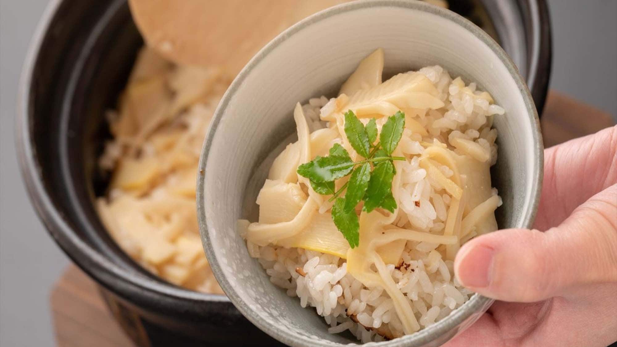 Rice cooked in a pot