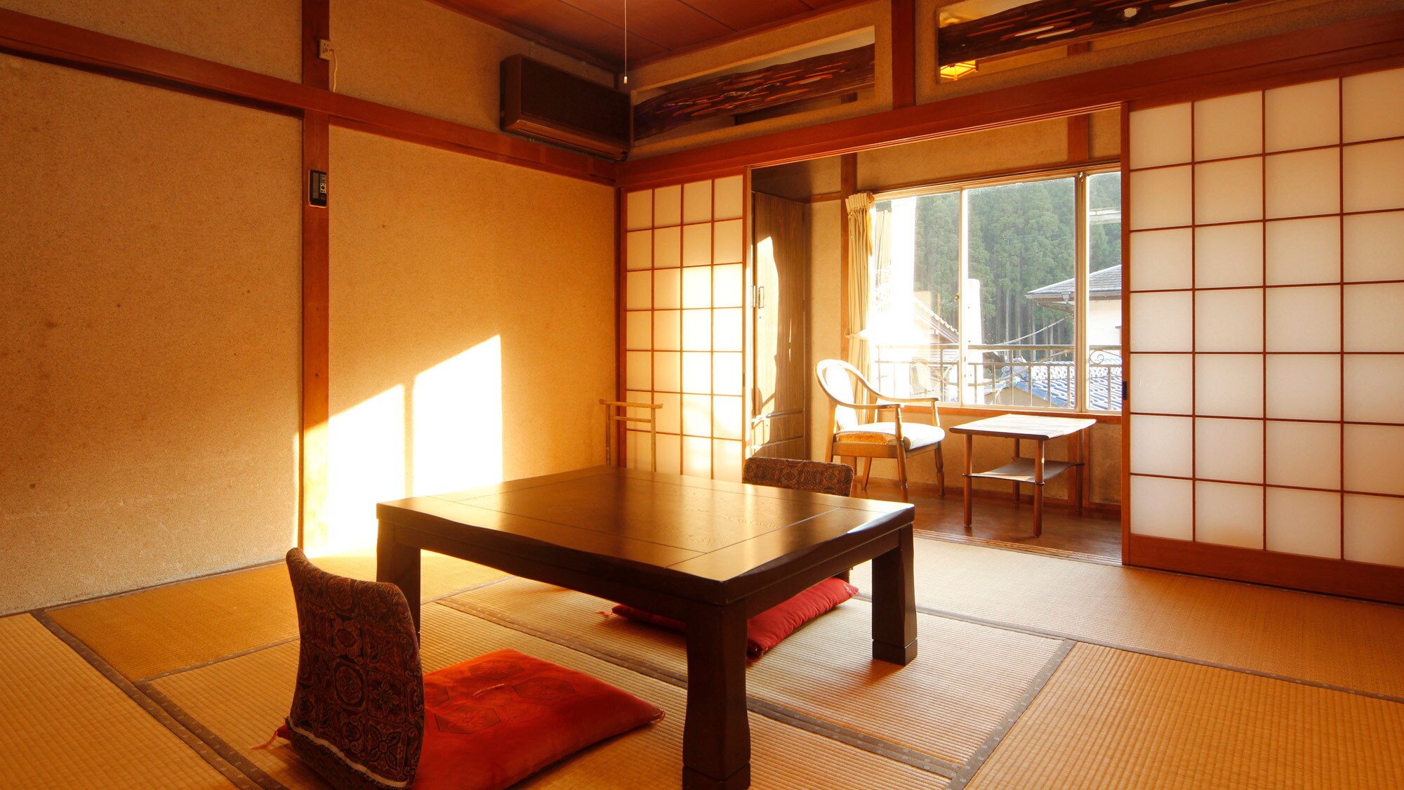 A traditional Japanese room with a relaxing atmosphere.