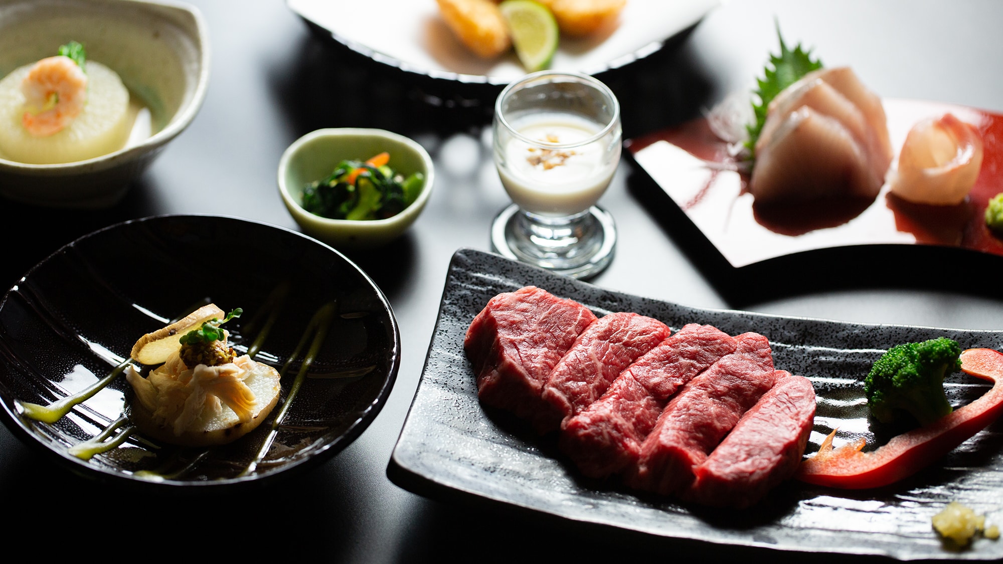・以严选上州牛肉为主的晚餐（照片为示例）