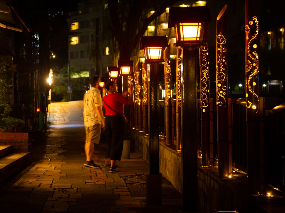 松川散步道：竹燈籠