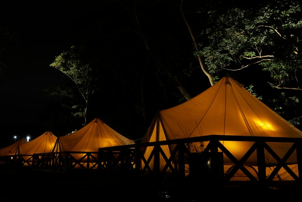 Night view of tent site