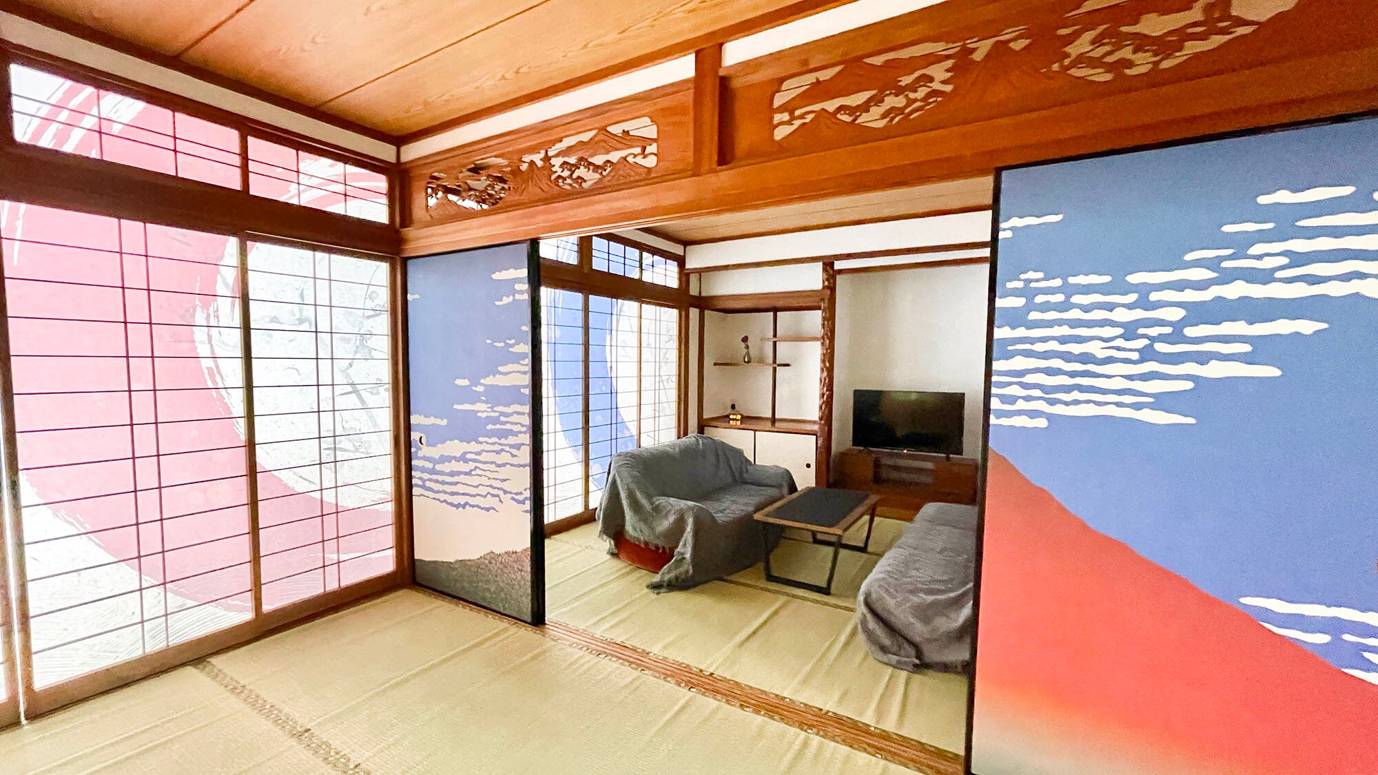 ・[日式房间] 动感的红富士。祝您旅途愉快，同时体验北斋浮世绘艺术的世界。