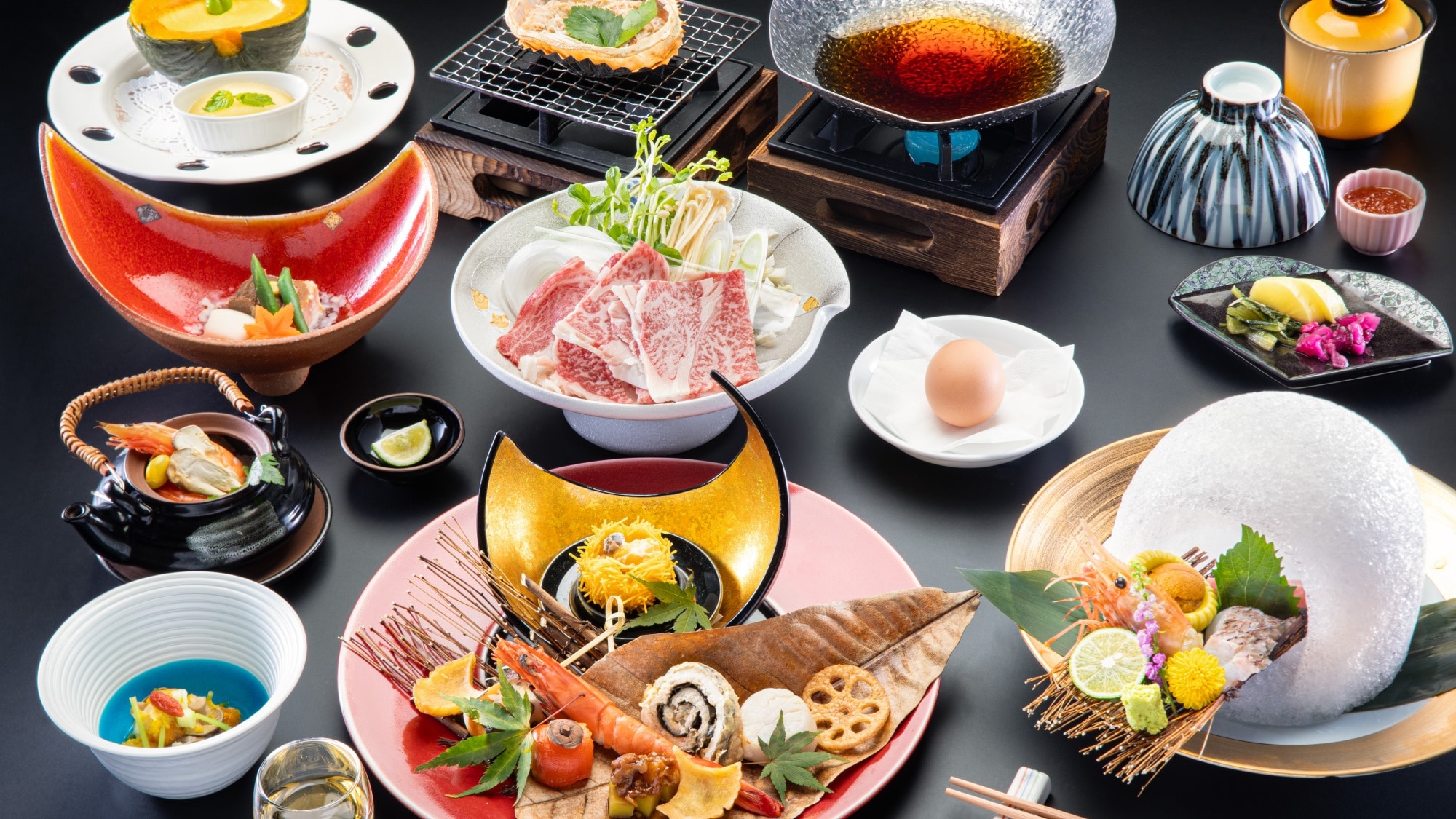 Examples of dishes from Kikyoan, a restaurant exclusively for "Wabo Yukihana"
