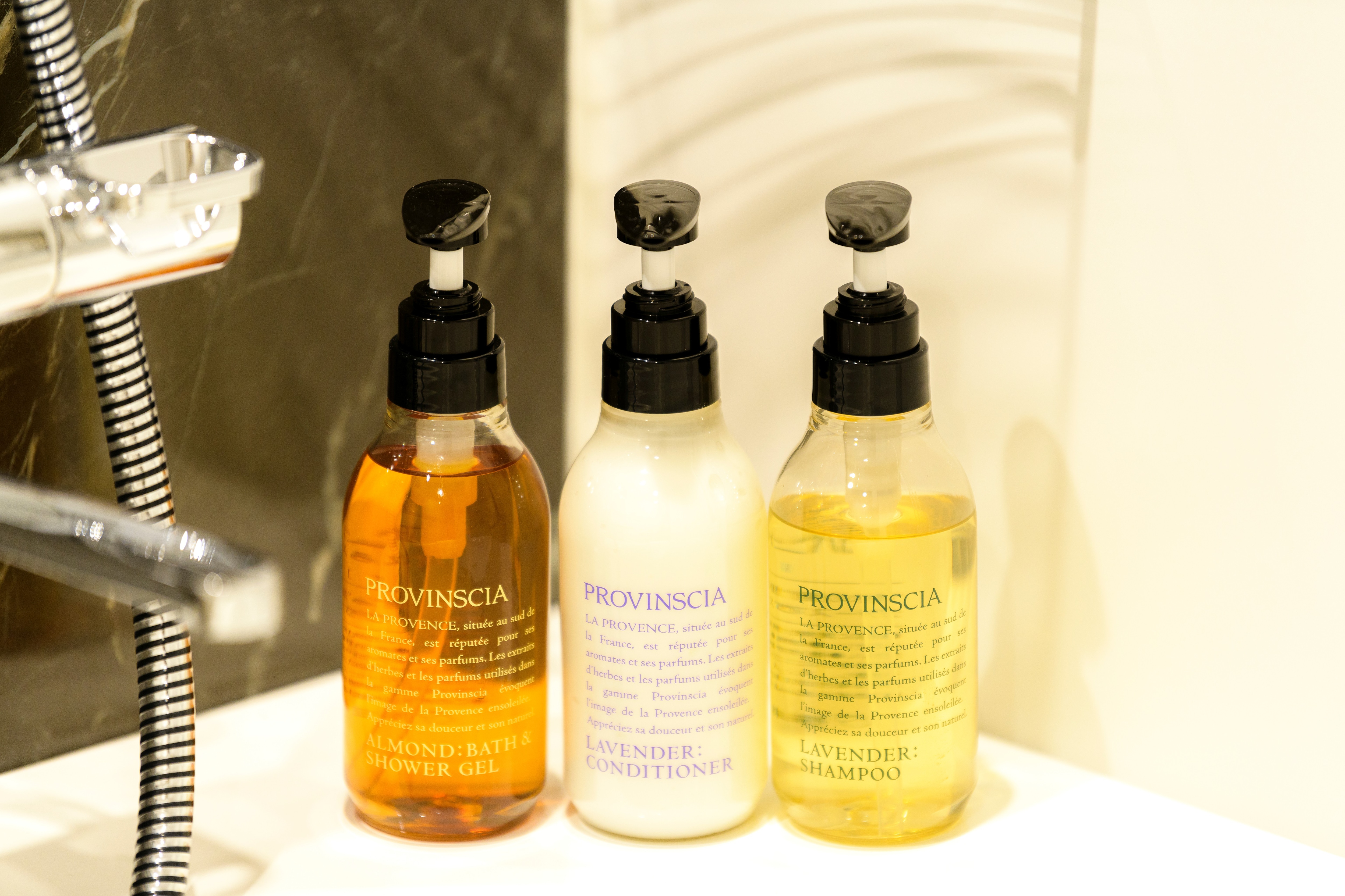 Bathroom amenities "Provencia": shampoo, conditioner, body soap