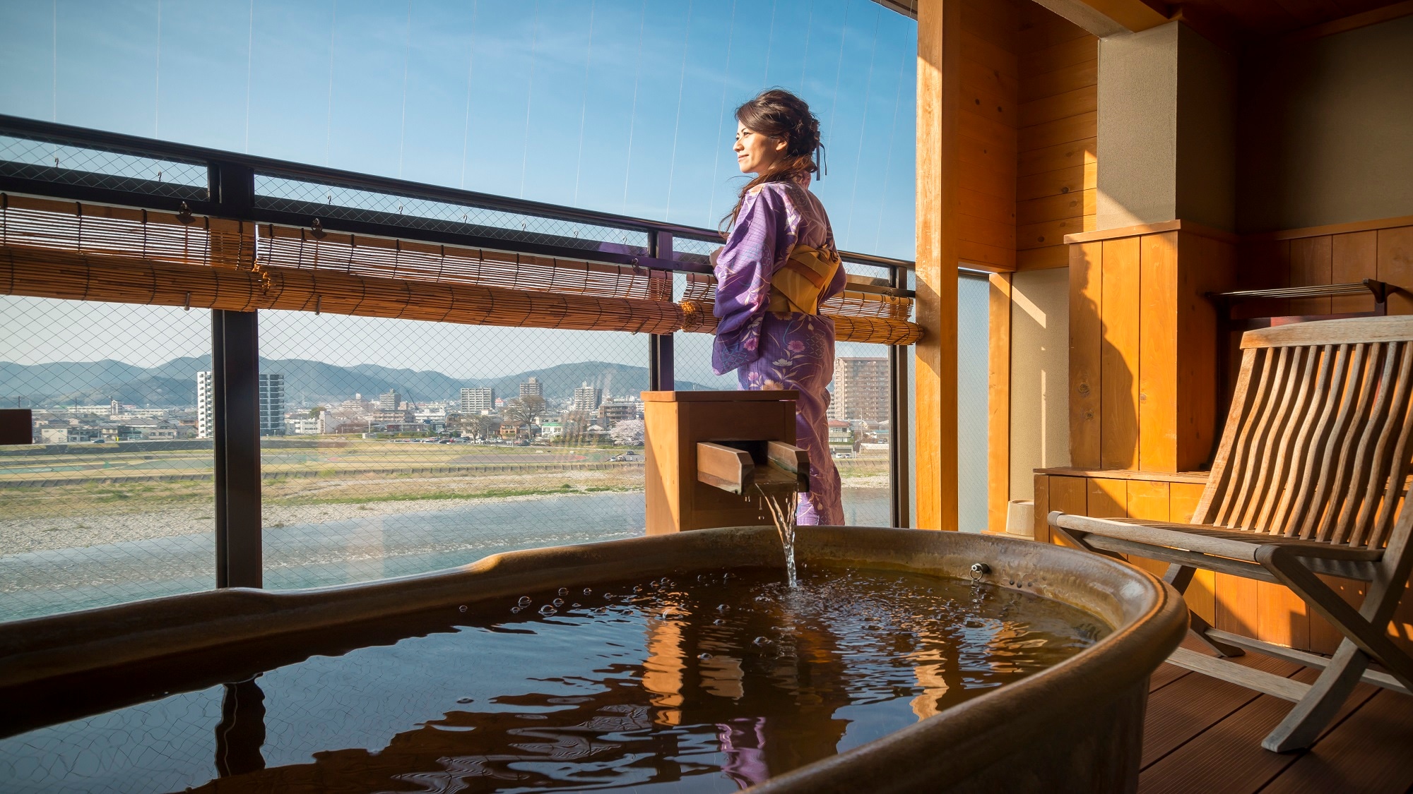 Room type with open-air bath Image of the open-air bath in the room